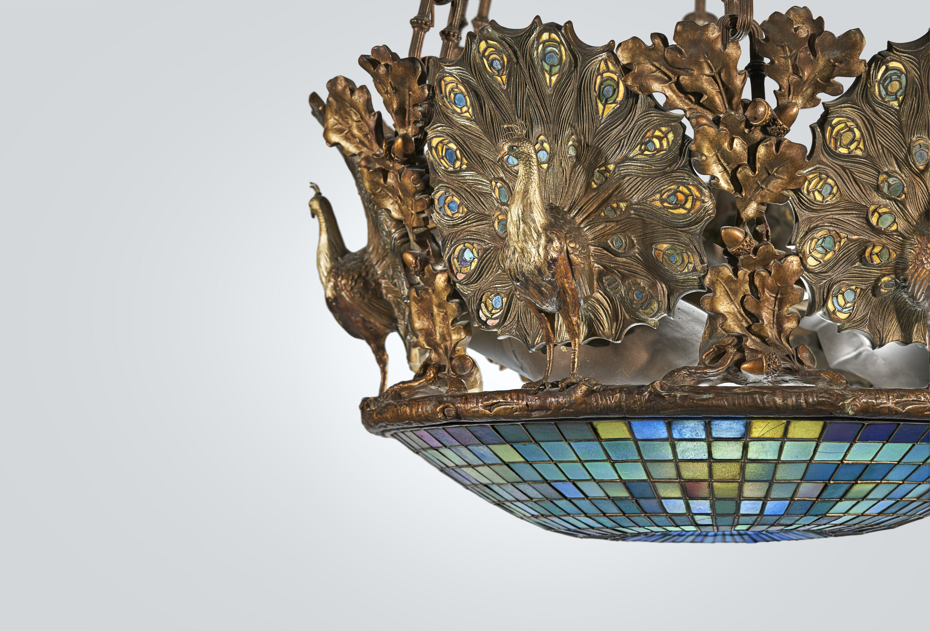 TIFFANY STUDIOS, 'Peacock' Chandelier from Anita Baldwin's