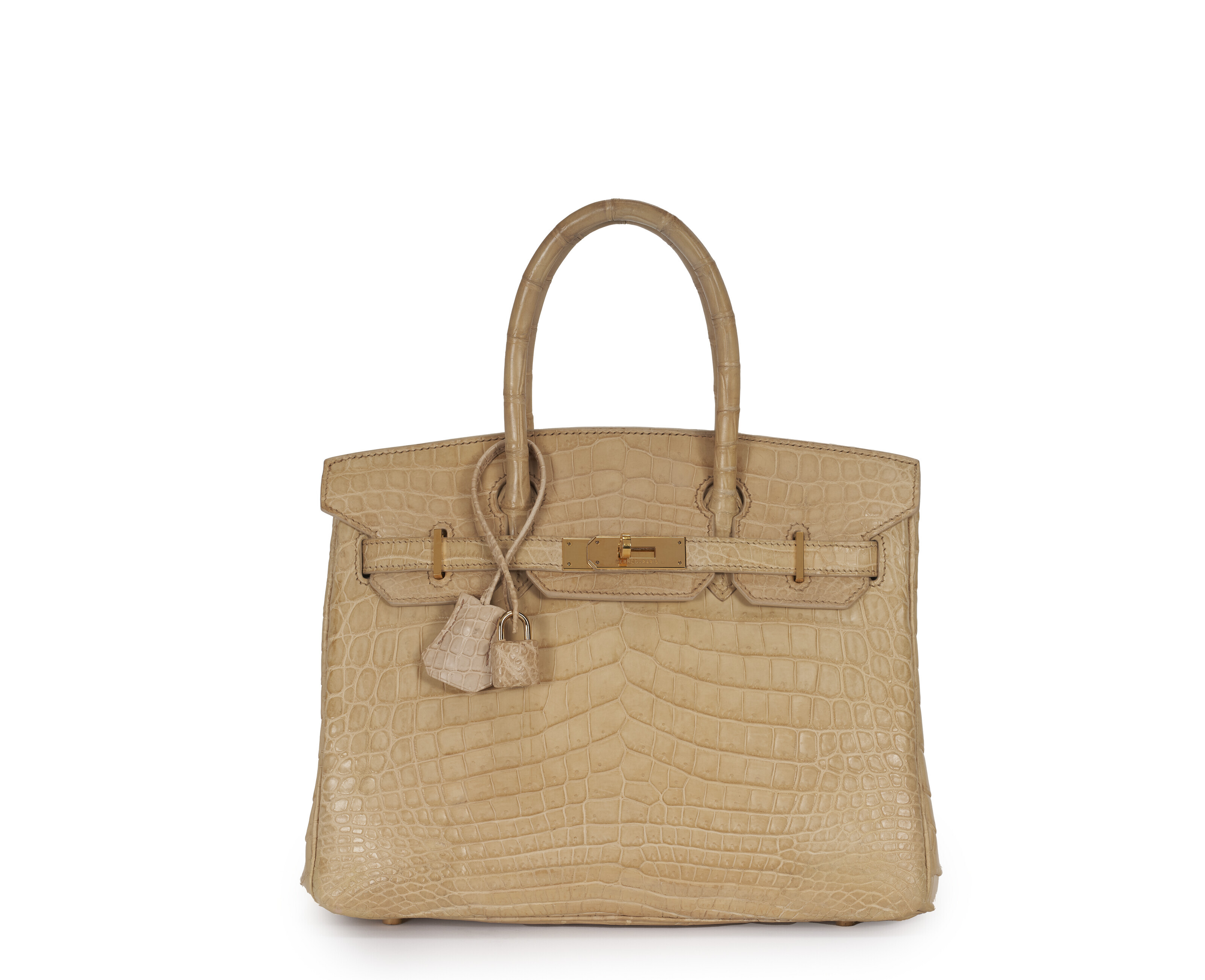 A MATTE BETON NILOTICUS CROCODILE BIRKIN 30 WITH GOLD HARDWARE