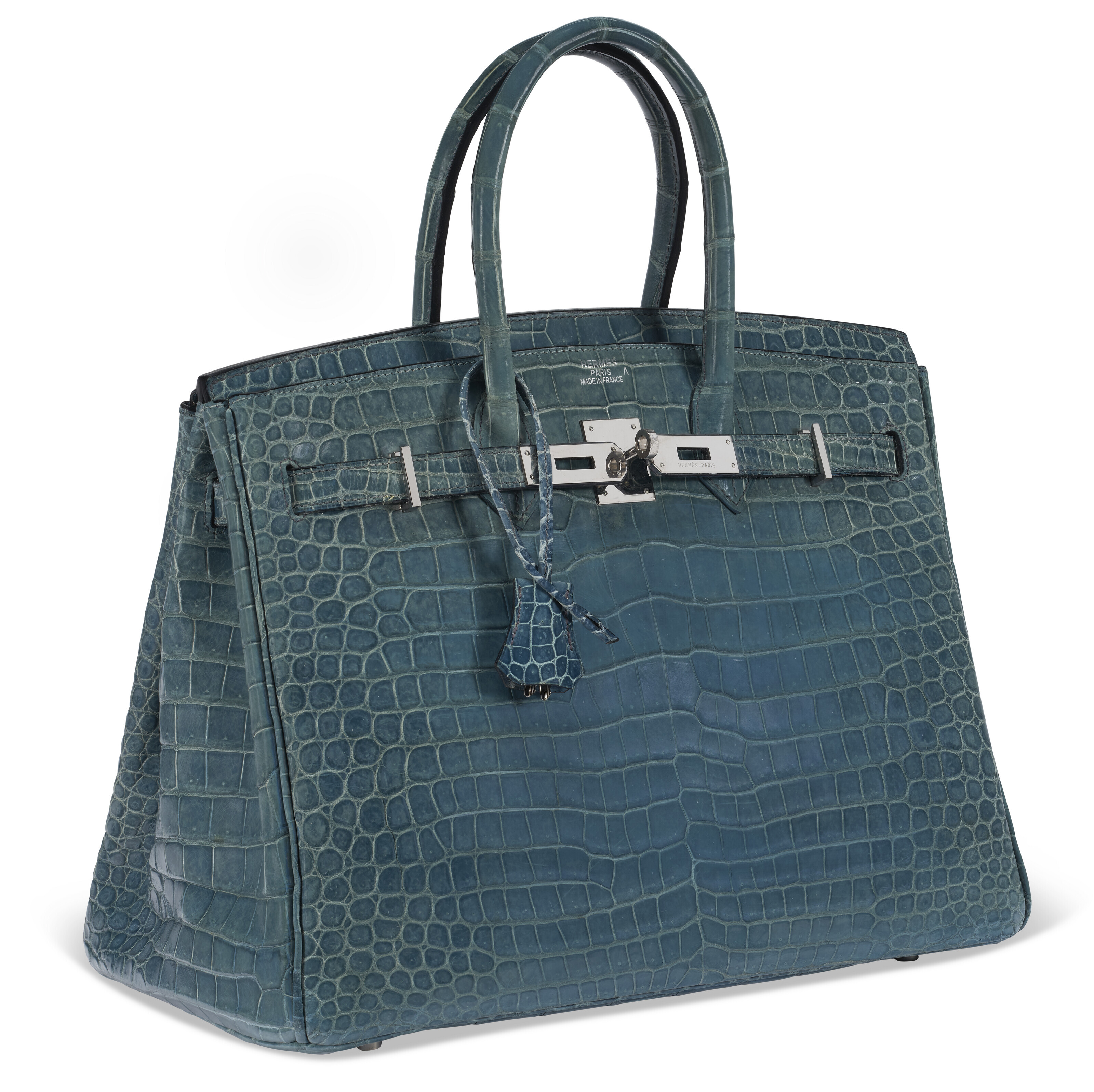A SHINY BLEU JEAN POROSUS CROCODILE BIRKIN 35 WITH PALLADIUM
