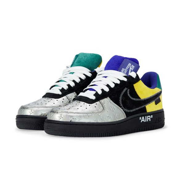 LOUIS VUITTON NIKE AIR FORCE 1 LOW SILVER SNEAKER BY VIRGIL ABLOH