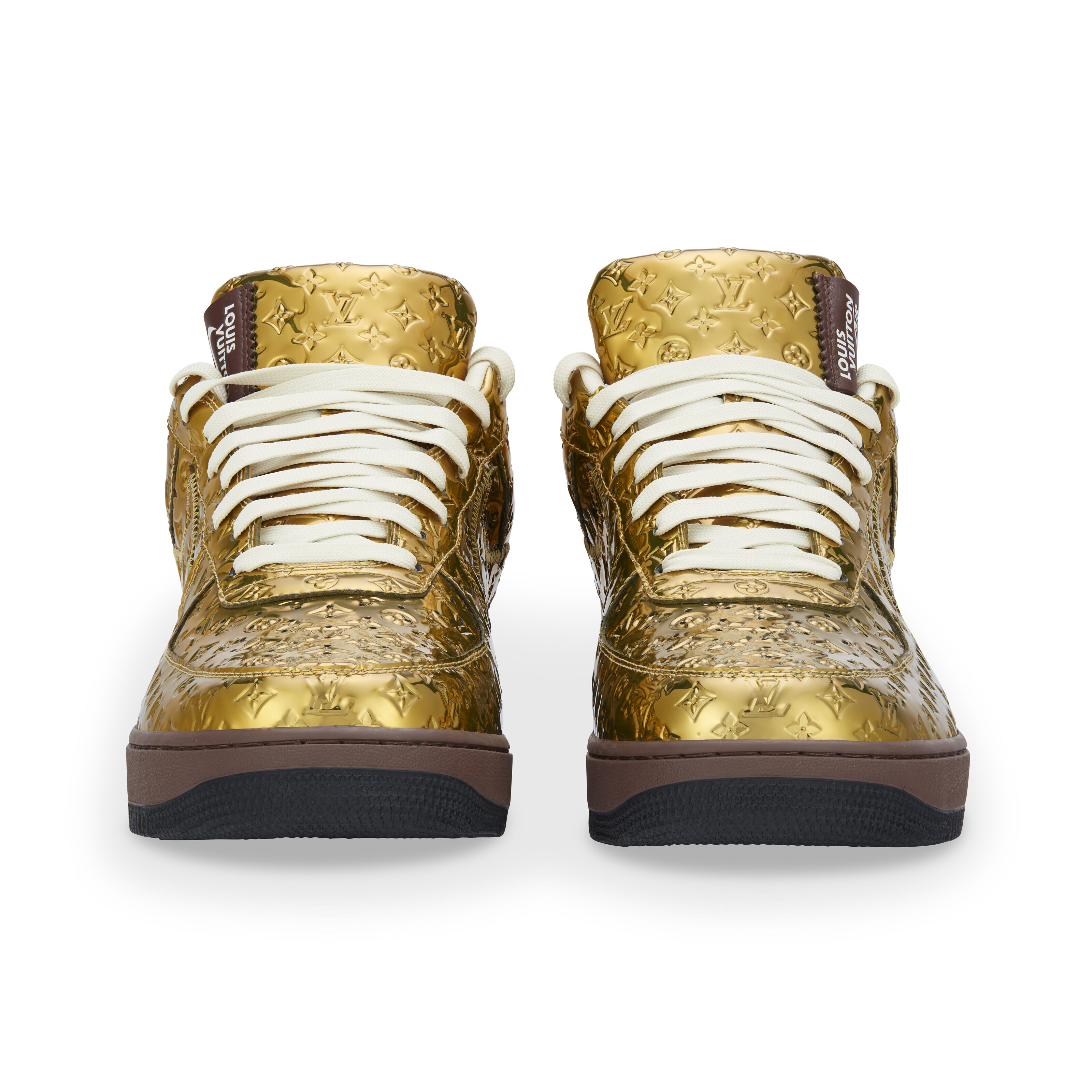 Louis vuitton gold sneakers discount