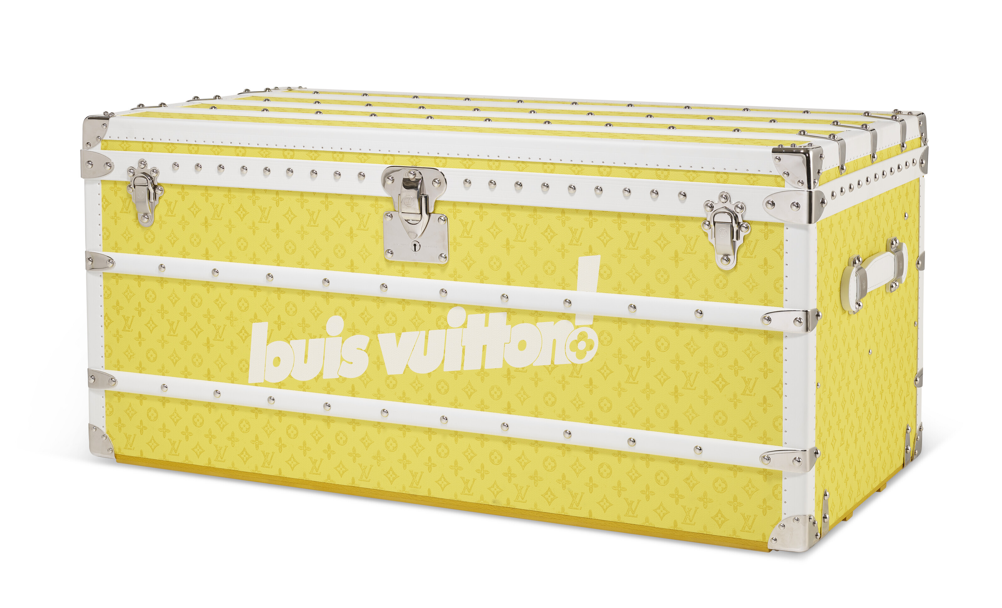 A LOUIS VUITTON LIMITED EDITION YELLOW STEAMER TRUNK BY VIRGIL