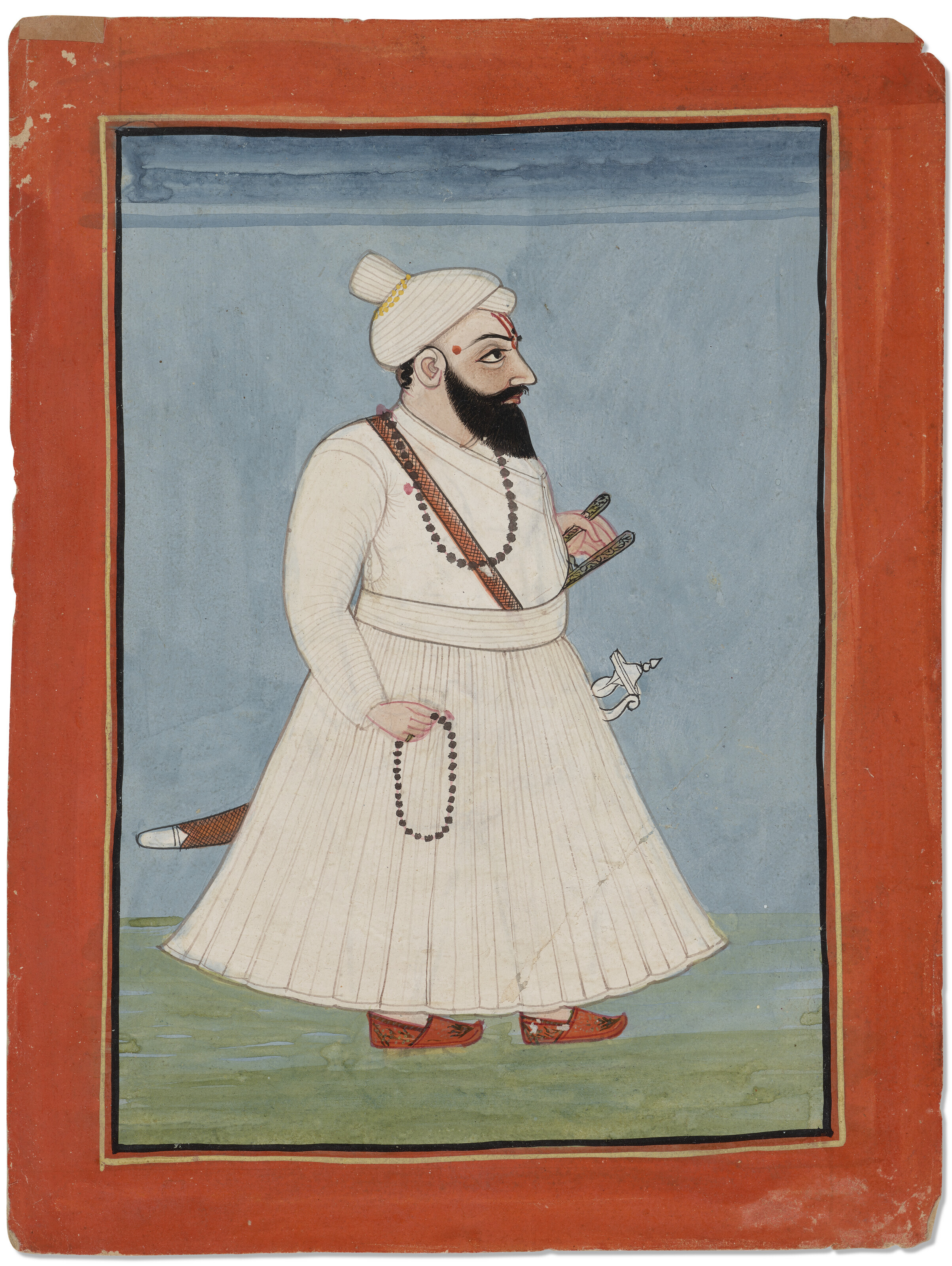 A PAINTING OF A NOBLEMAN, POSSIBLY RAJA SURMA SEN, INDIA, PUNJAB HILLS ...