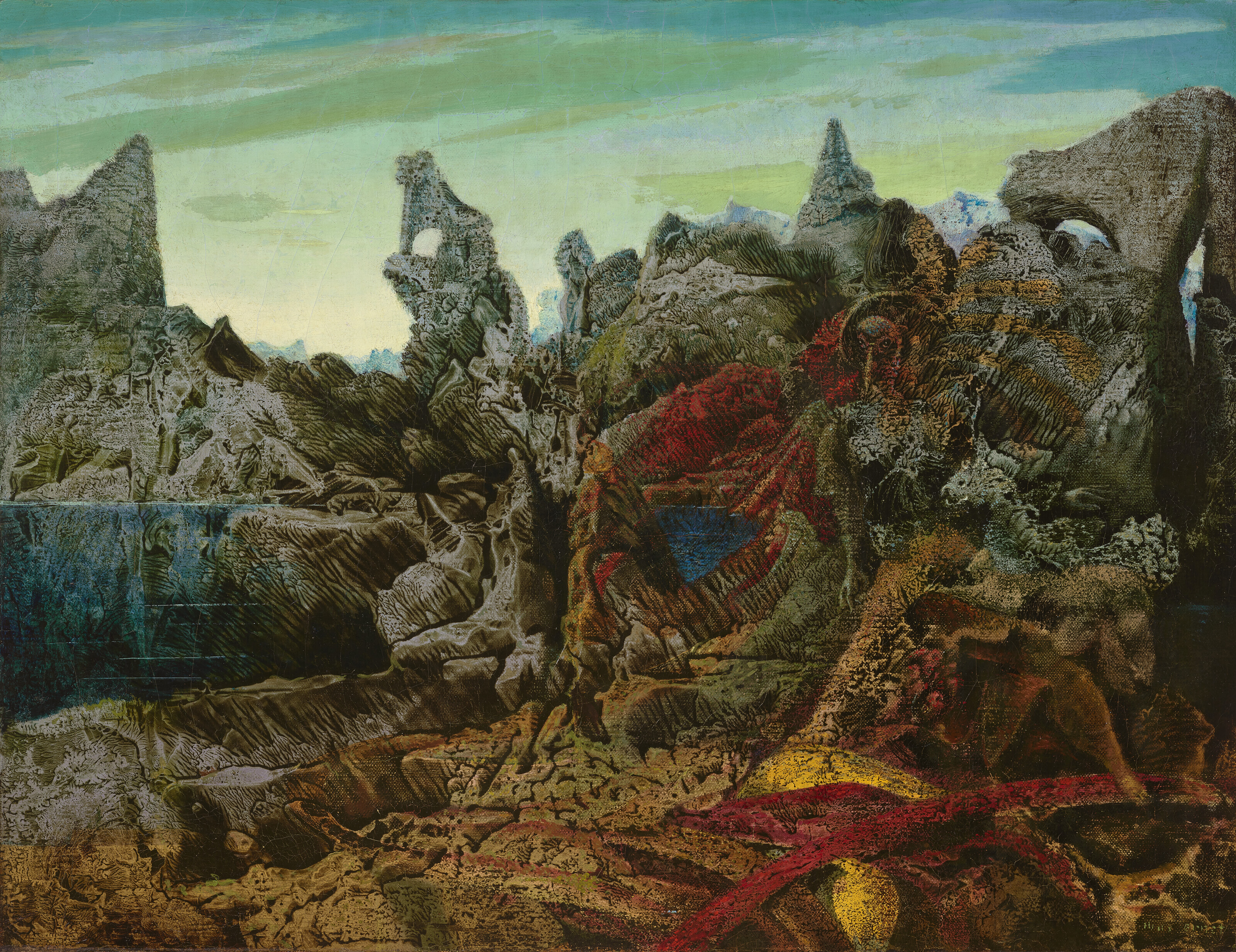 MAX ERNST (1891-1976), Paysage avec lac et chimères | Christie's