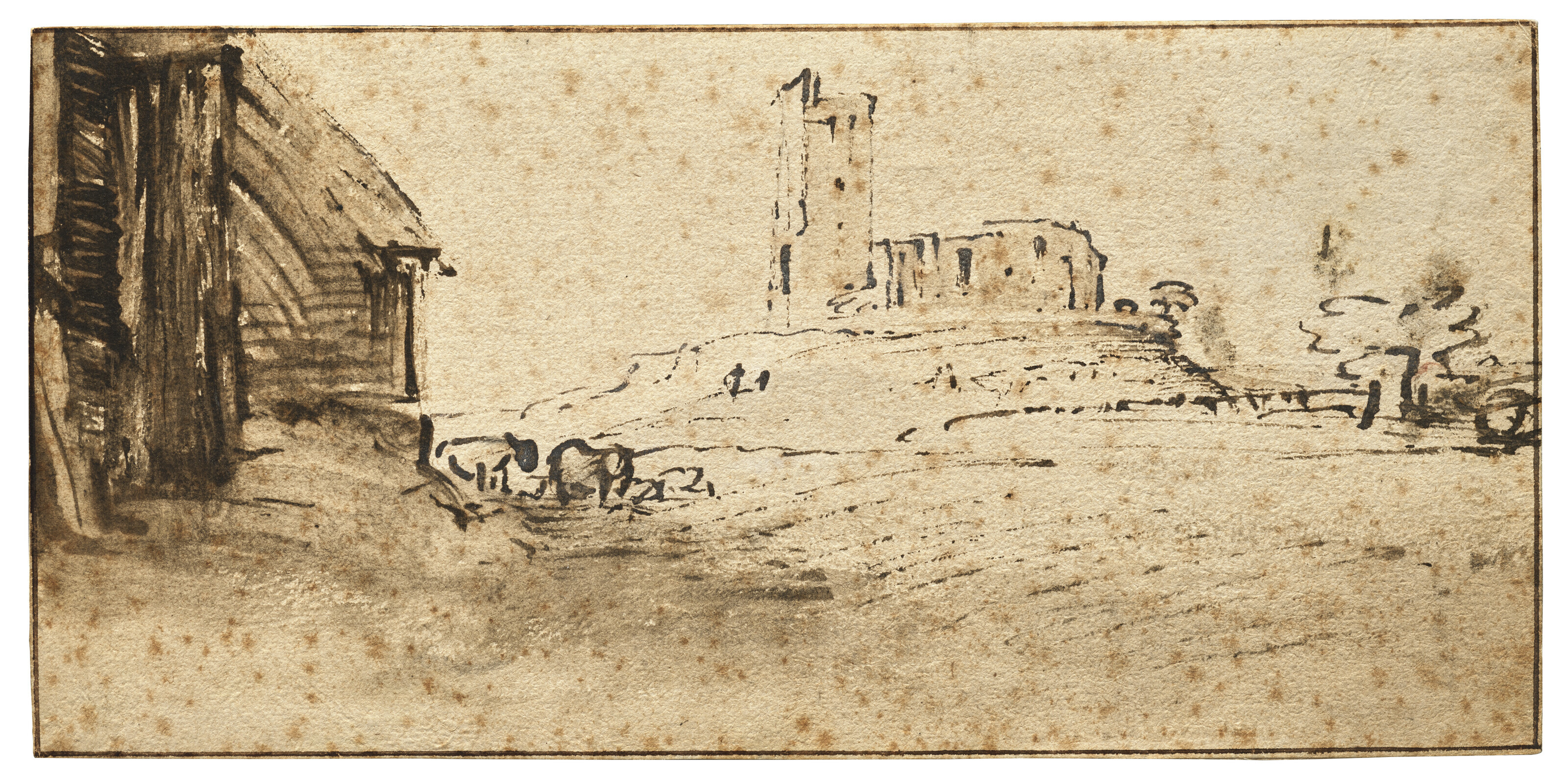 Vue de l'église en ruine de Muiderberg, prise du sud