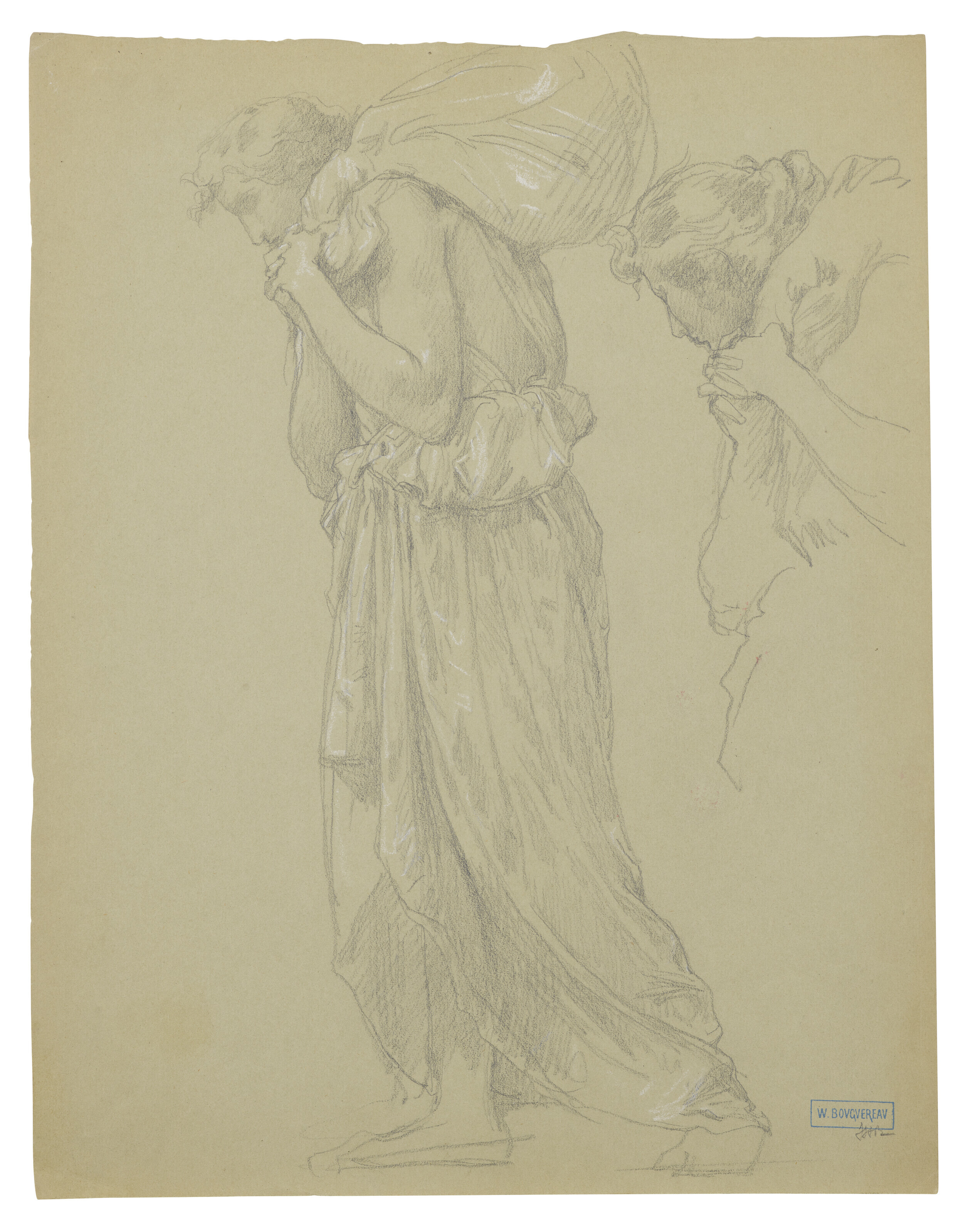Étude de femme portant un sac avec reprise du visage