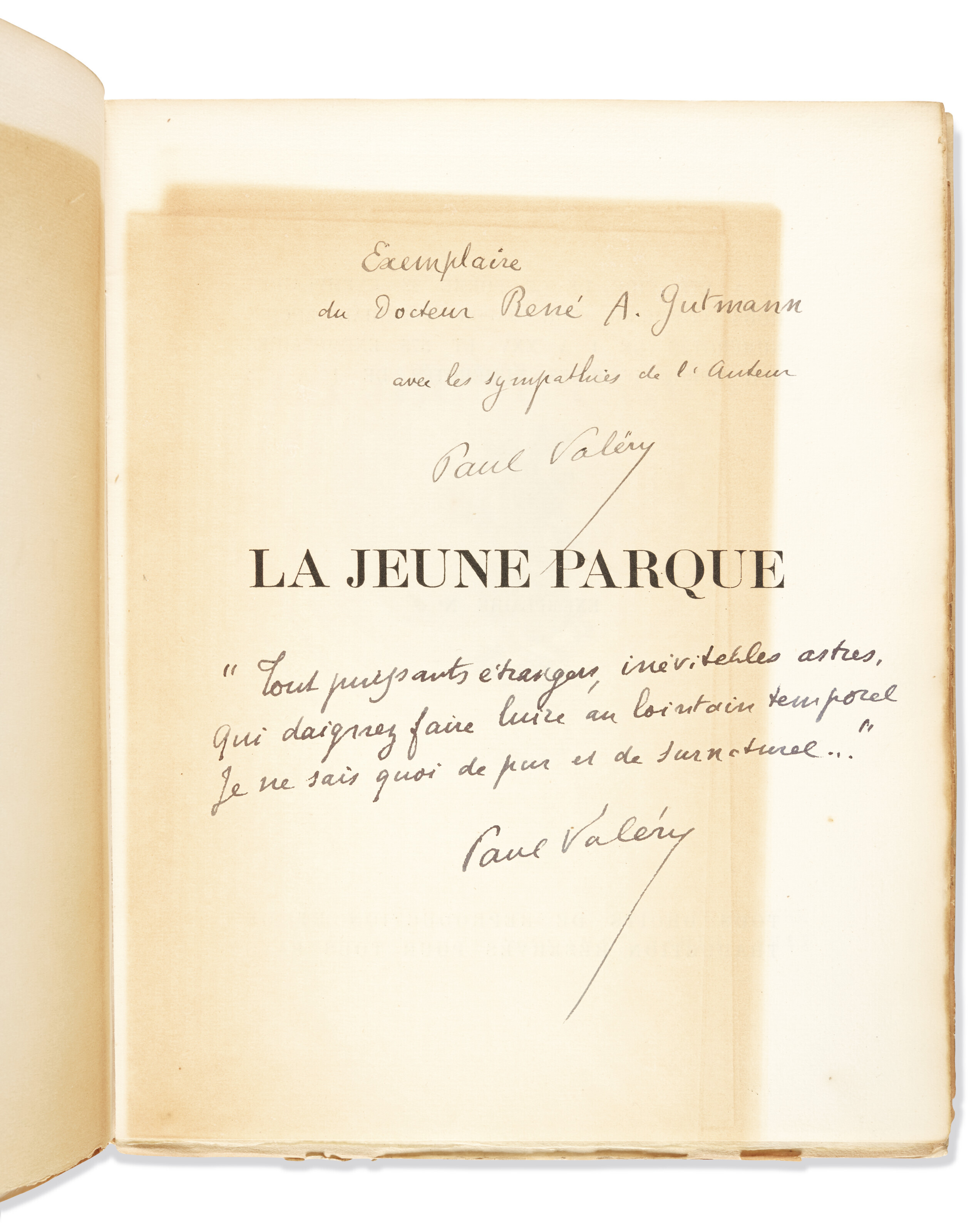 VALÉRY, Paul (18711945)., La jeune Parque. Paris NRF, 1917. Christie’s
