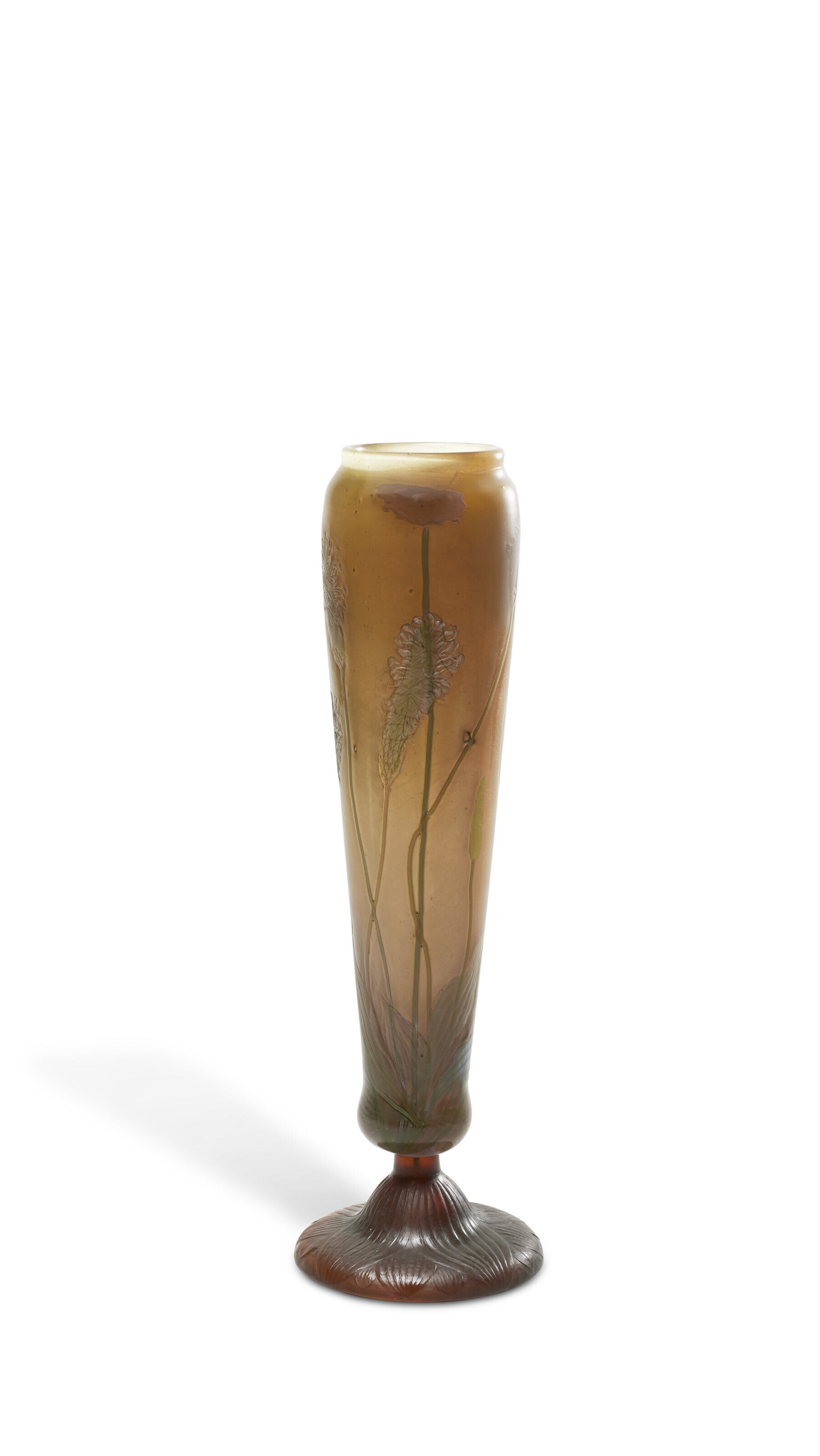 &Eacute;mile Gall&eacute; (1846-1904), Vase au plantain, circa 1900. 13⅜ x 4⅛ in (34 x 10.5 cm). Sold for €25,200 on 4 October 2022 at Christie’s in Paris
