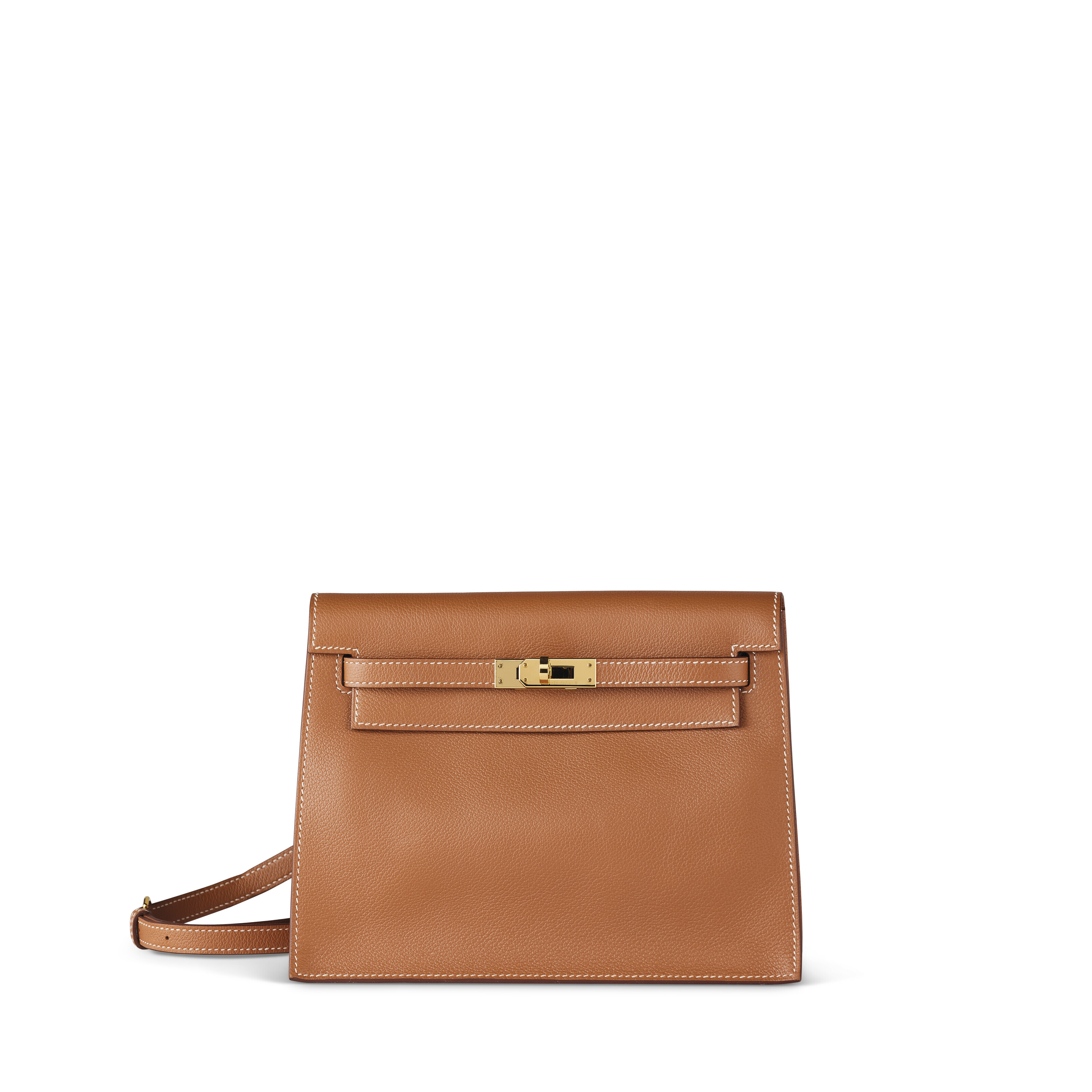 AN ORANGE POPPY EVERCOLOR LEATHER KELLY DANSE WITH GOLD