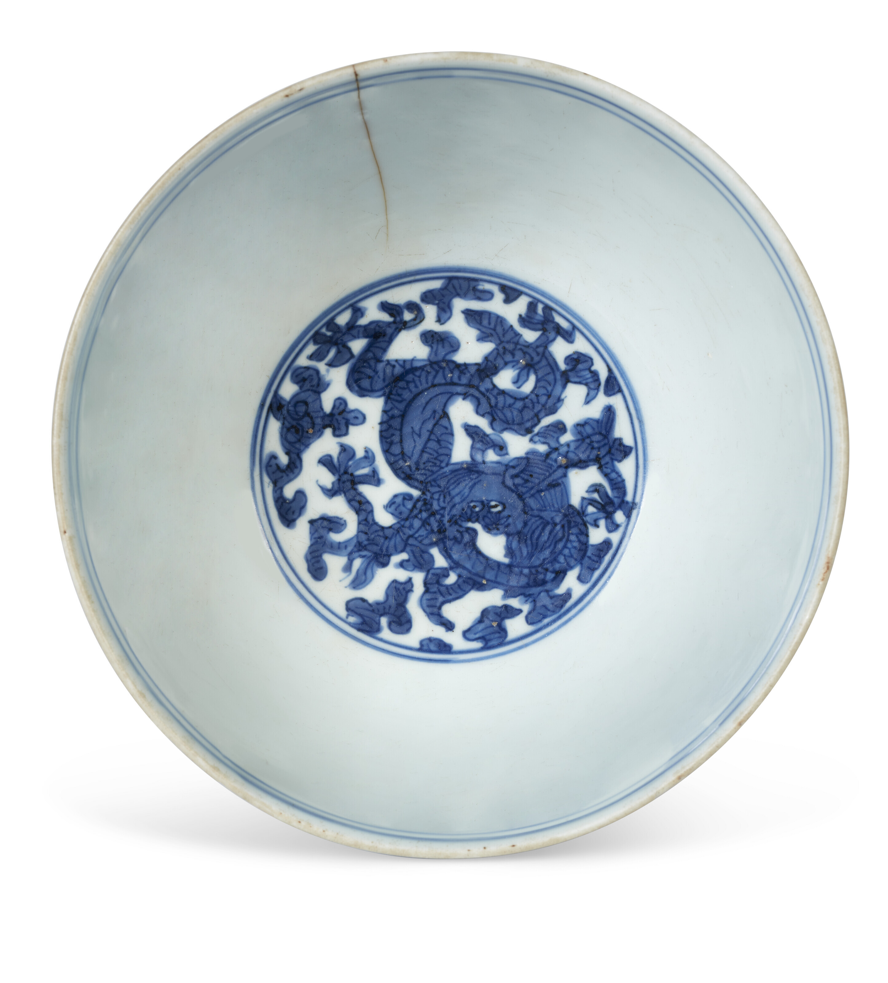 明嘉靖青花云龙赶珠碗六字楷书款, CHINA, MING DYNASTY, JIAJING