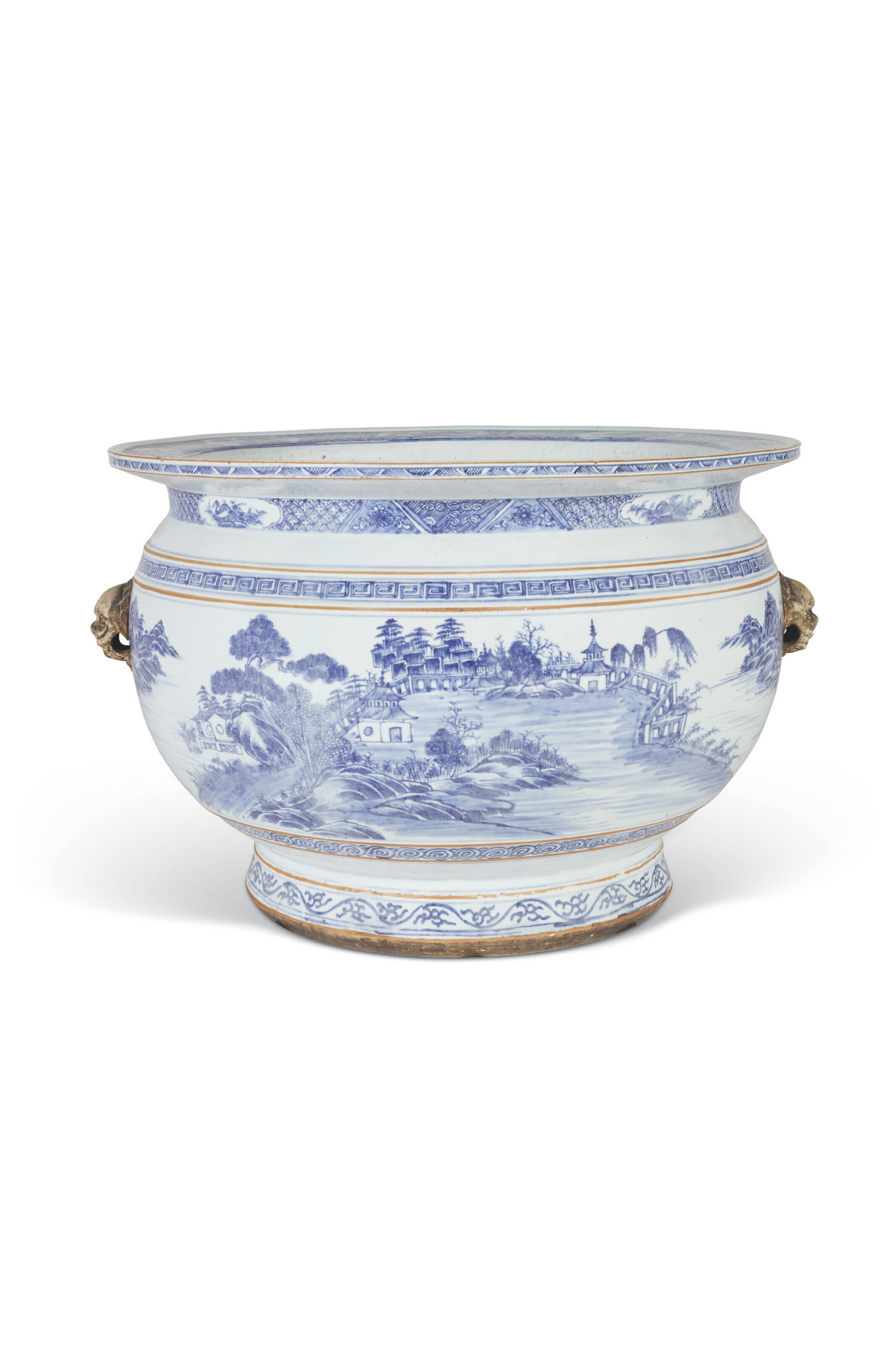 A LARGE BLUE AND WHITE FISHBOWL, CHINA, QING DYNASTY, 18TH CENTURY