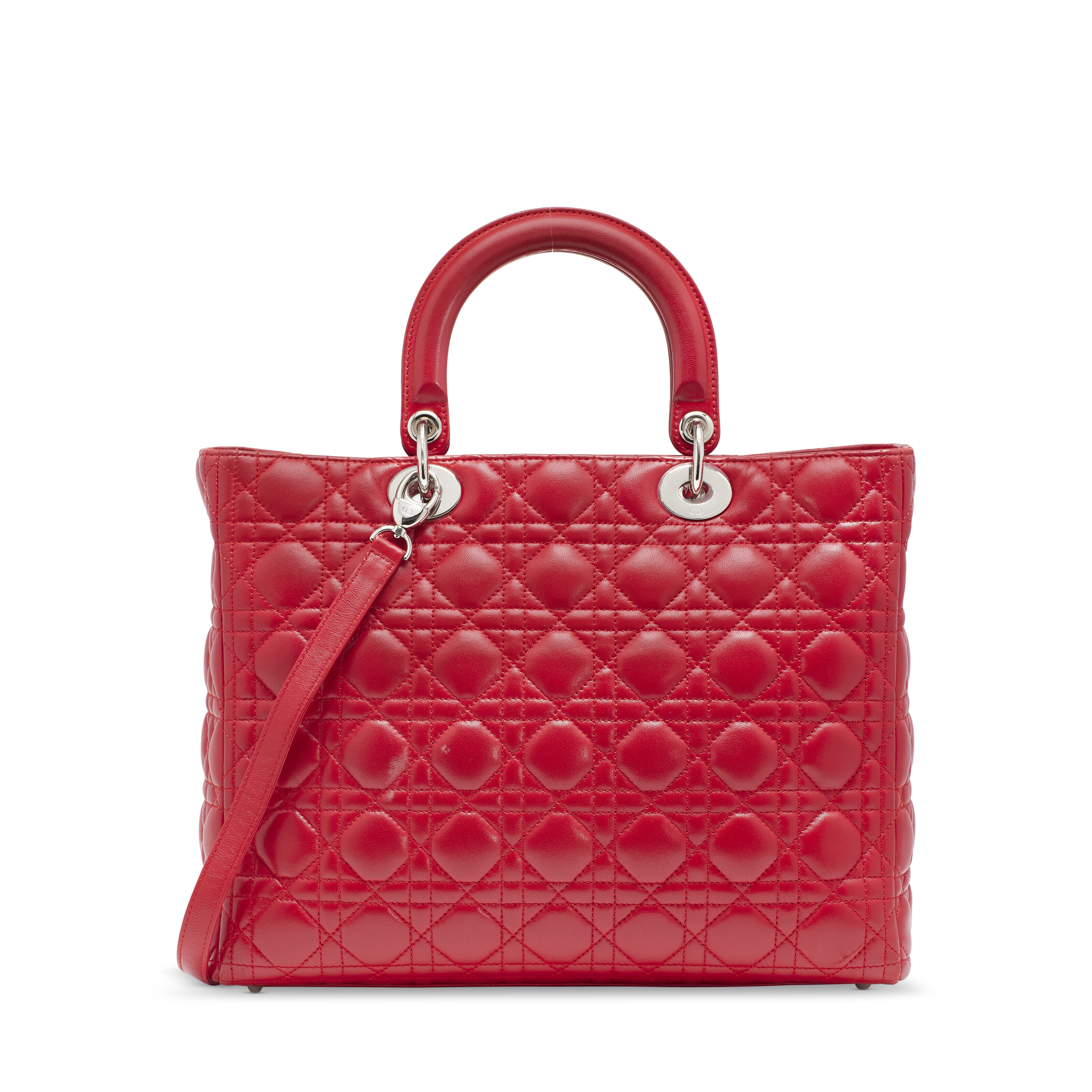 Lady dior bag in red hotsell lambskin