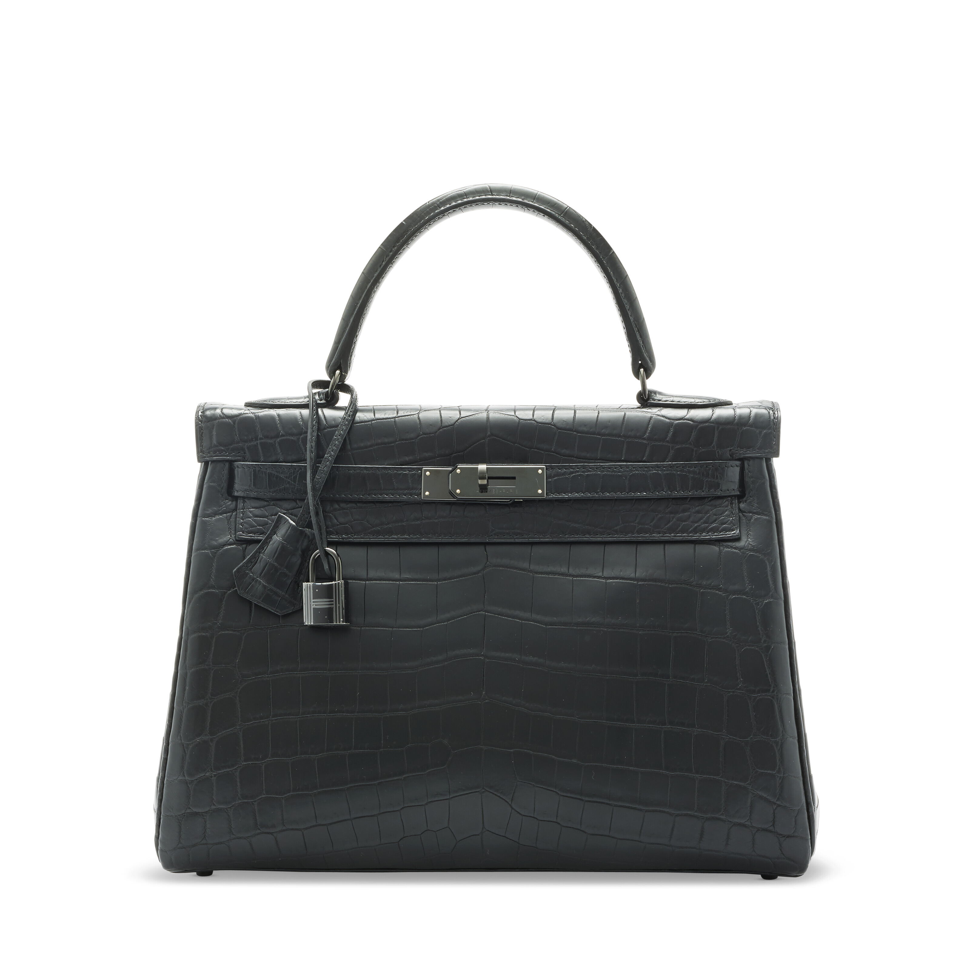 A BLACK CALF BOX LEATHER SELLIER KELLY 25 WITH PALLADIUM HARDWARE