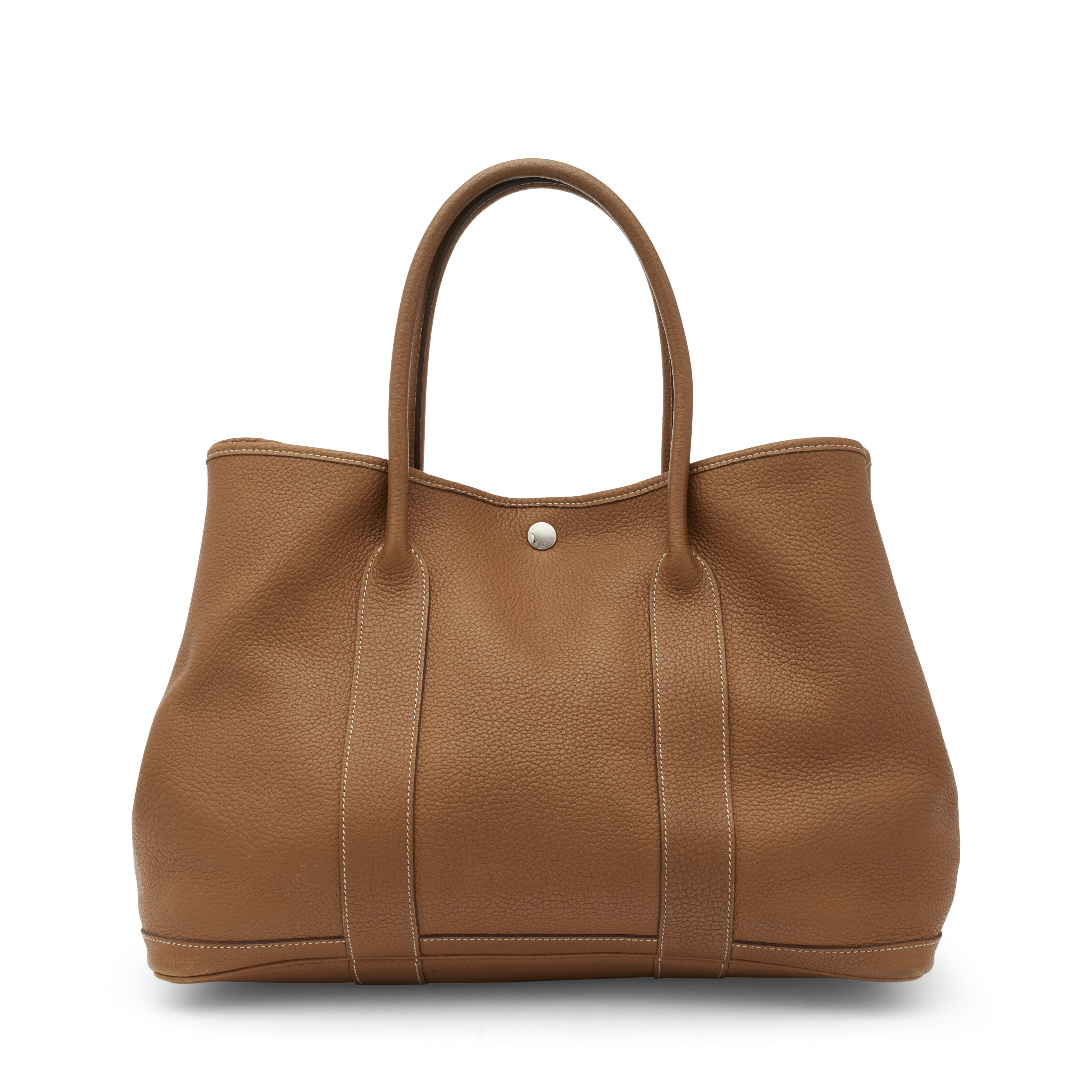 A GOLD NEGONDA LEATHER GARDEN PARTY 36 WITH PALLADIUM HARDWARE, HERMÈS