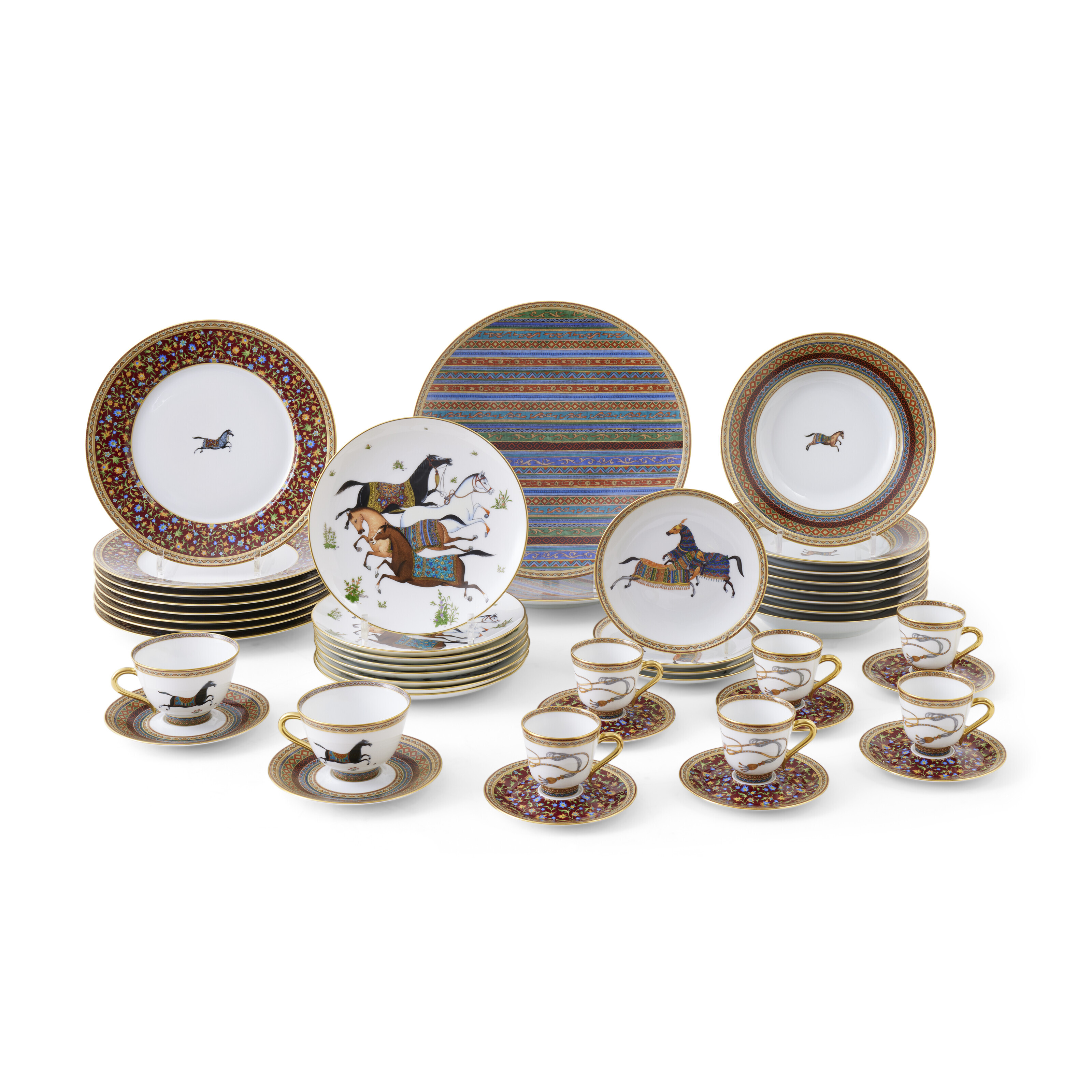 A BLEUS D'AILLEURS PORCELAIN SERVICE COMPRISING SEVENTY