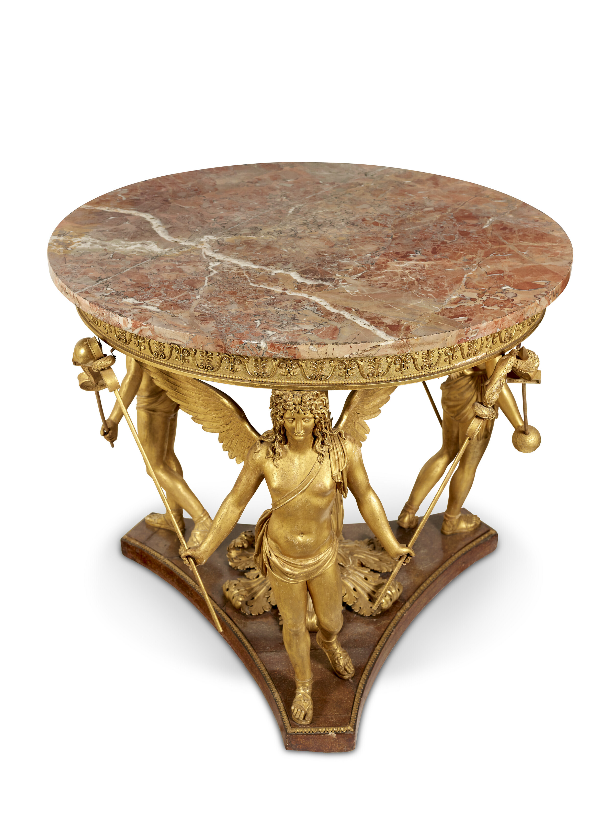 An Empire giltwood centre table, circa 1803-1806, after a model by Lorenzo Santi and Dionisio Santi, sold for €478,800 on 14 June 2022 at Christie's in Paris