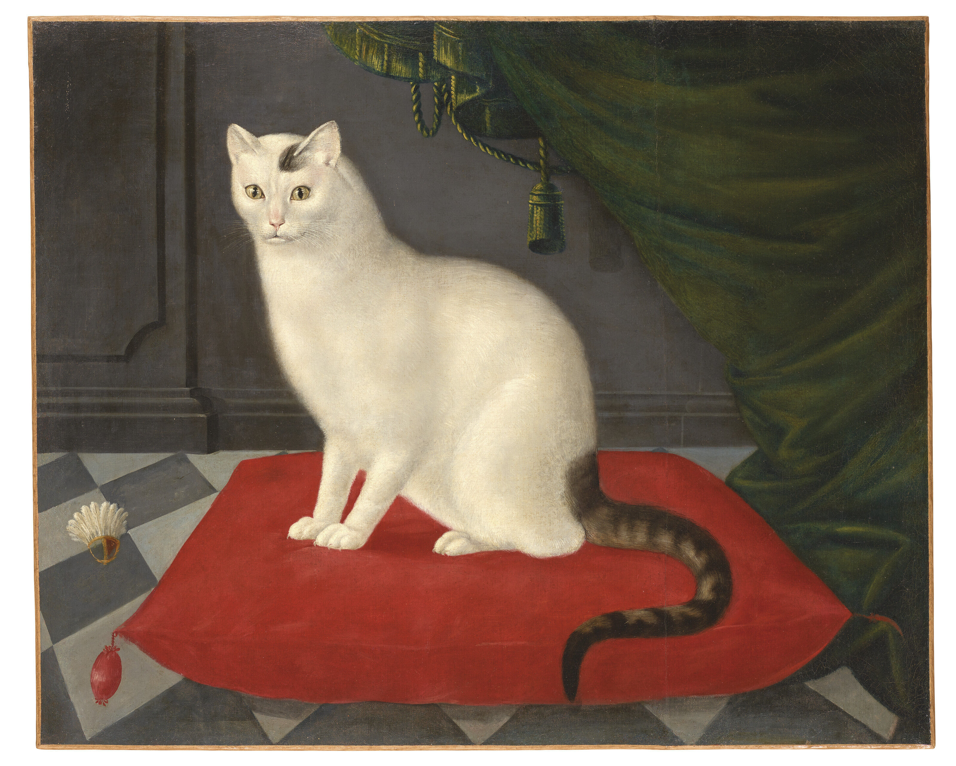 GIOVANNI REDER (ROME 1693-APRÈS 1760), Portrait d'un chat sur un ...