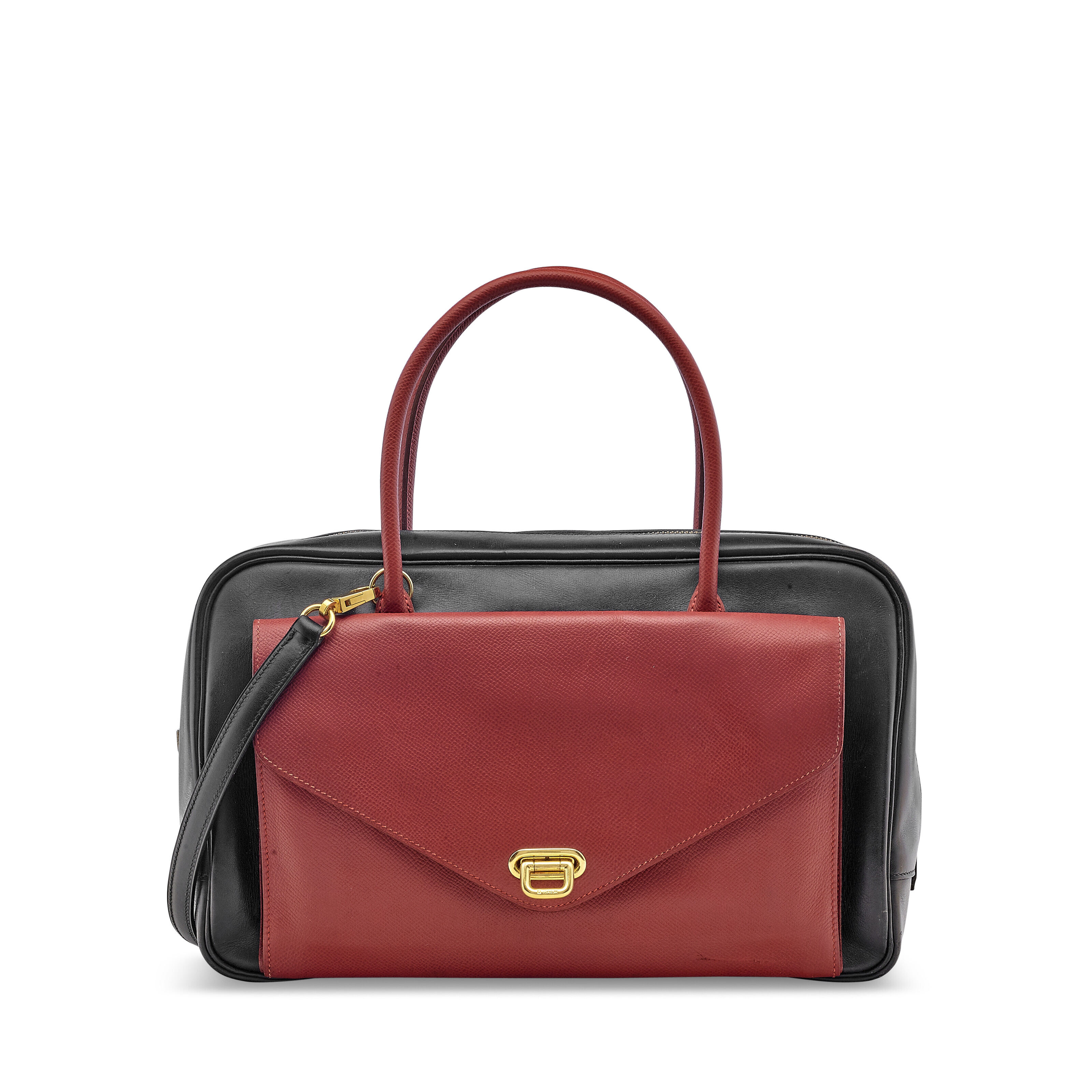 A BLACK CALF BOX LEATHER & ROUGE H EPSOM LEATHER LORRAINE 30 WITH