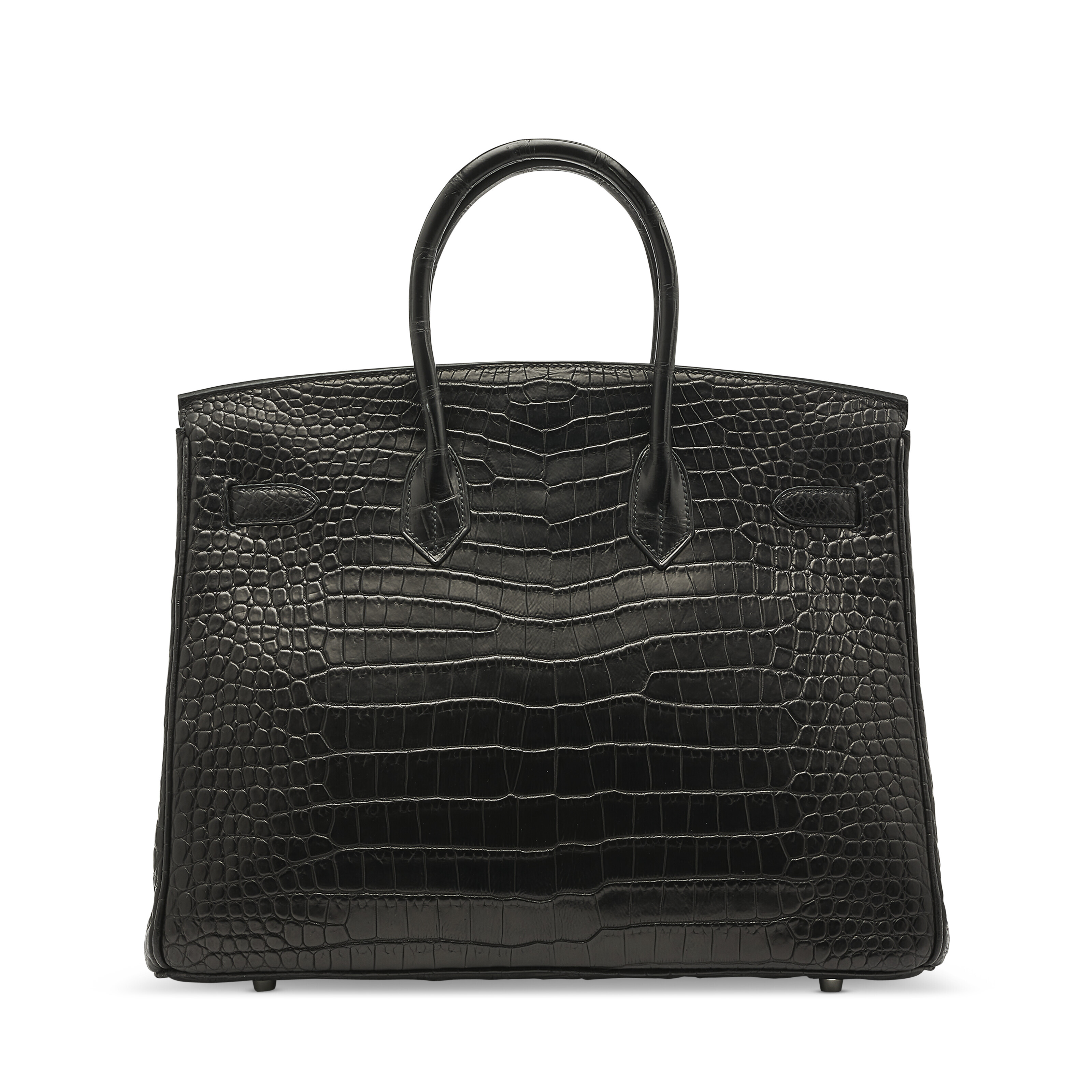 A MATTE BLACK POROSUS CROCODILE BIRKIN 35 WITH PALLADIUM HARDWARE
