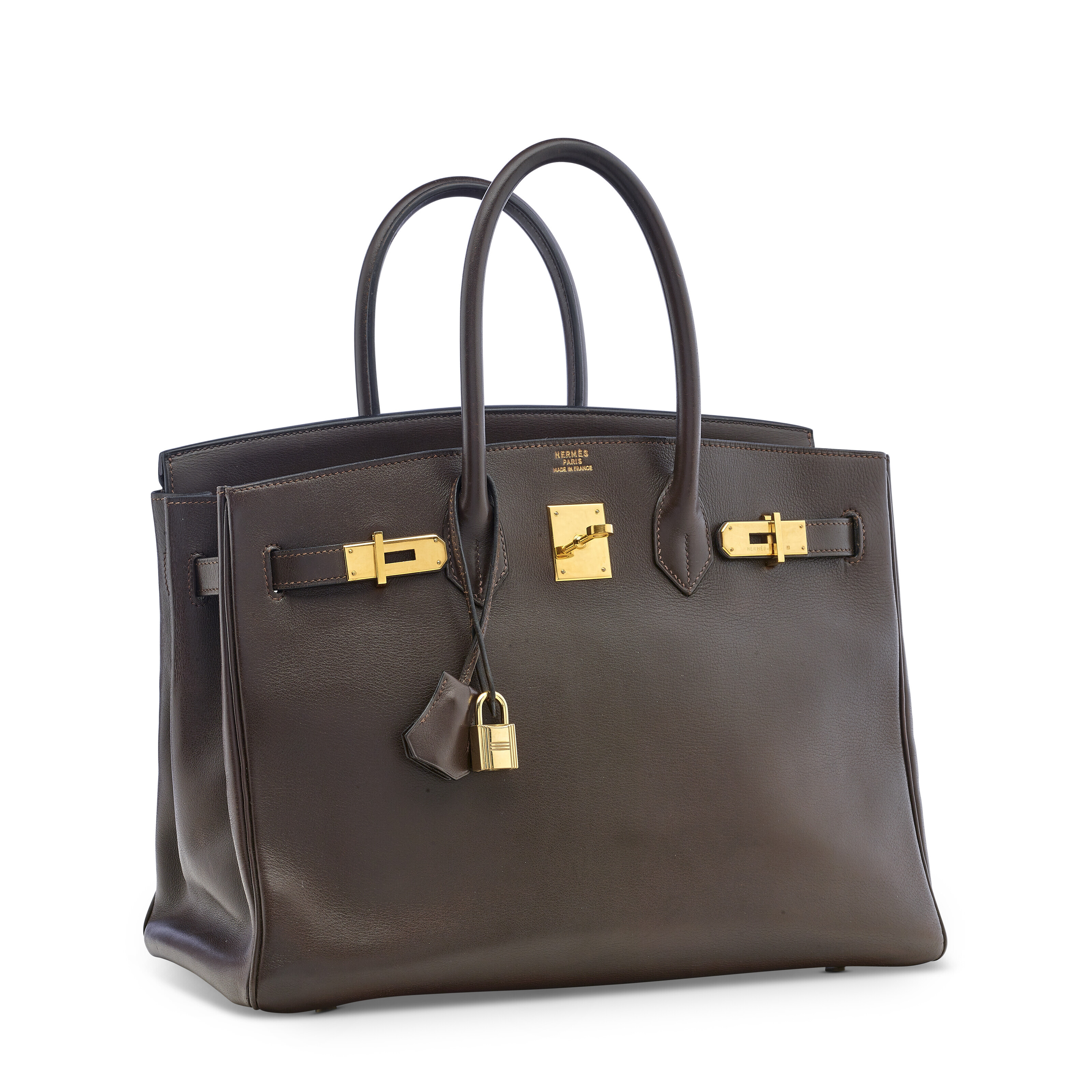AN ÉBÈNE GULLIVER LEATHER BIRKIN 35 WITH GOLD HARDWARE, HERMÈS