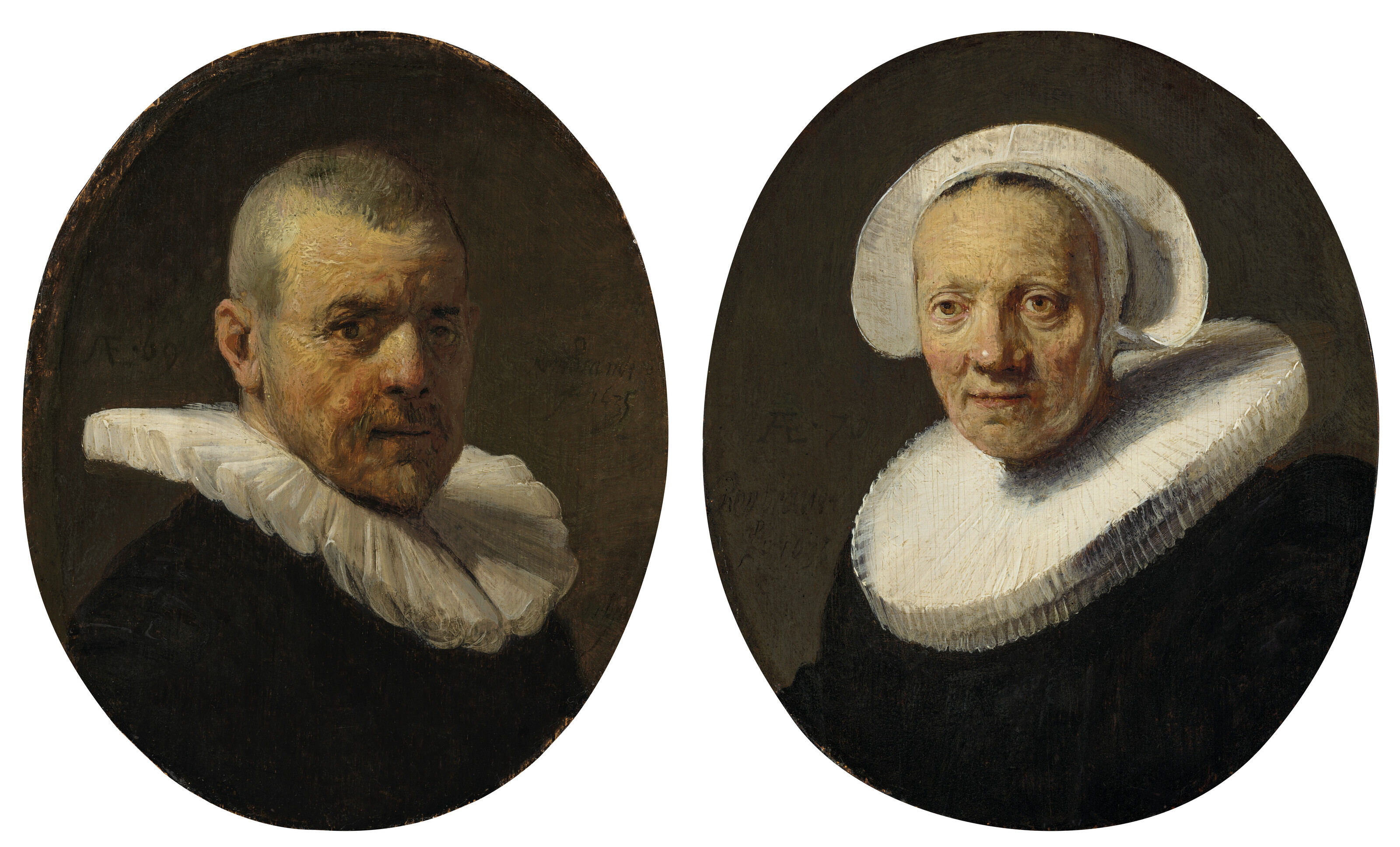 Portrait of Jan Willemsz. van der Pluym (c.1565-1644), bust-length; an­d Portrait of Jaapgen Carels (1565-1640), bust-length