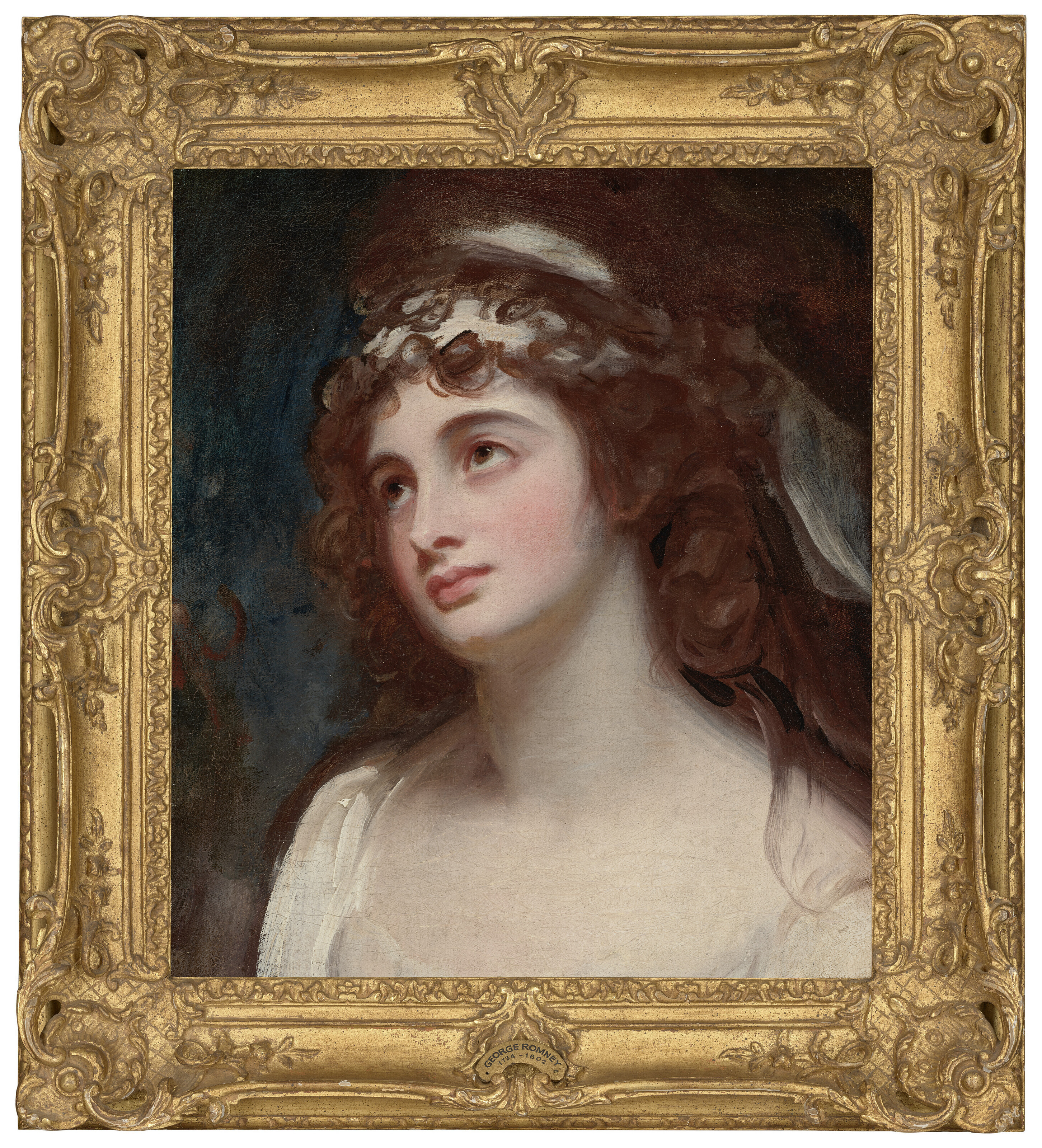 George Romney (Dalton-in-Furness 1734-1802 Kendal), Portrait of a lady, bust-len