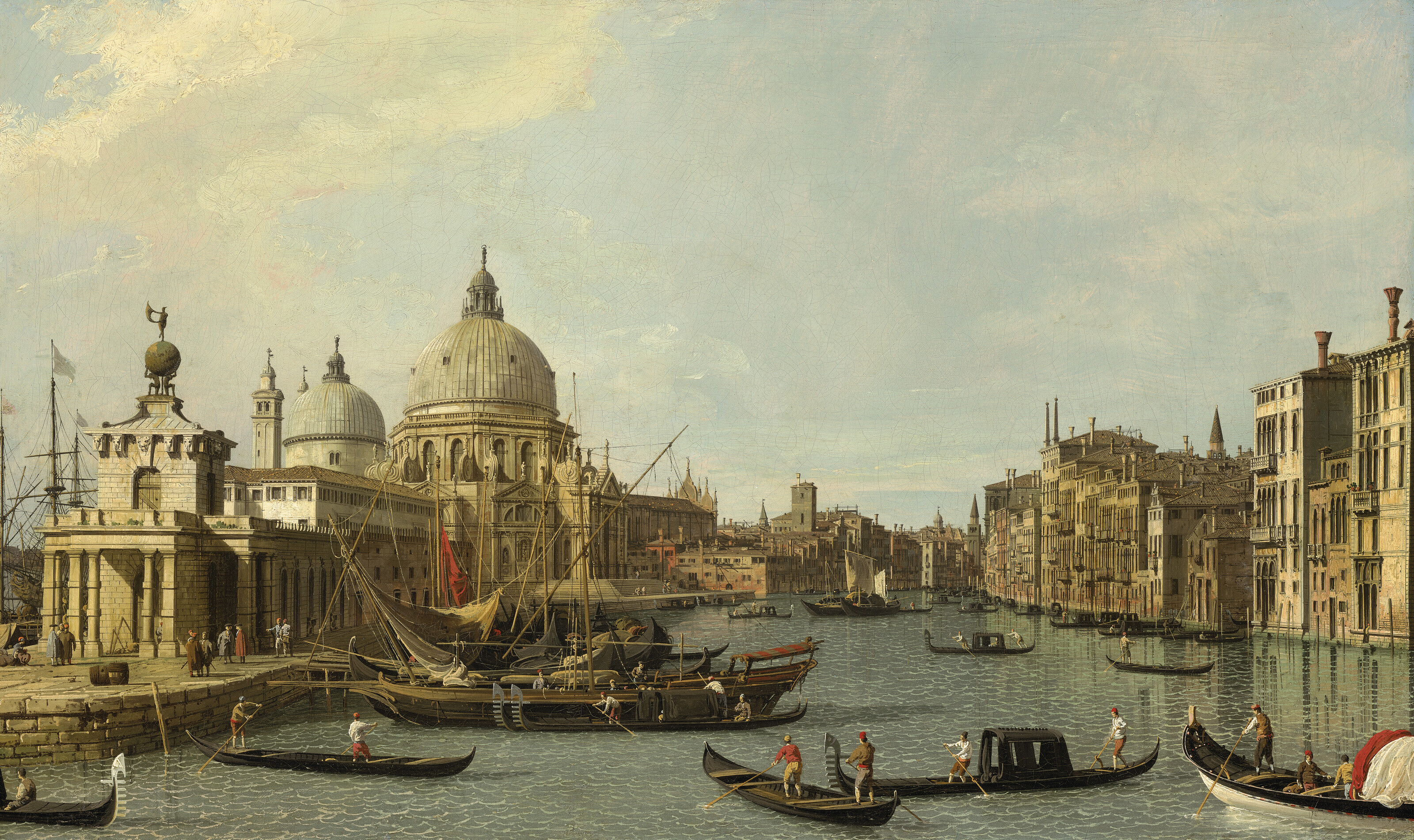 Giovanni Antonio Canal, called Canaletto, Venice: The Mouth of the Grand Canal from the East. To be auctioned as a pair with The Molo, with the Piazzetta and the Doge’s Palace, from the Bacino, offered in Old Masters Part I on 7 December 2023 at Christie's in London