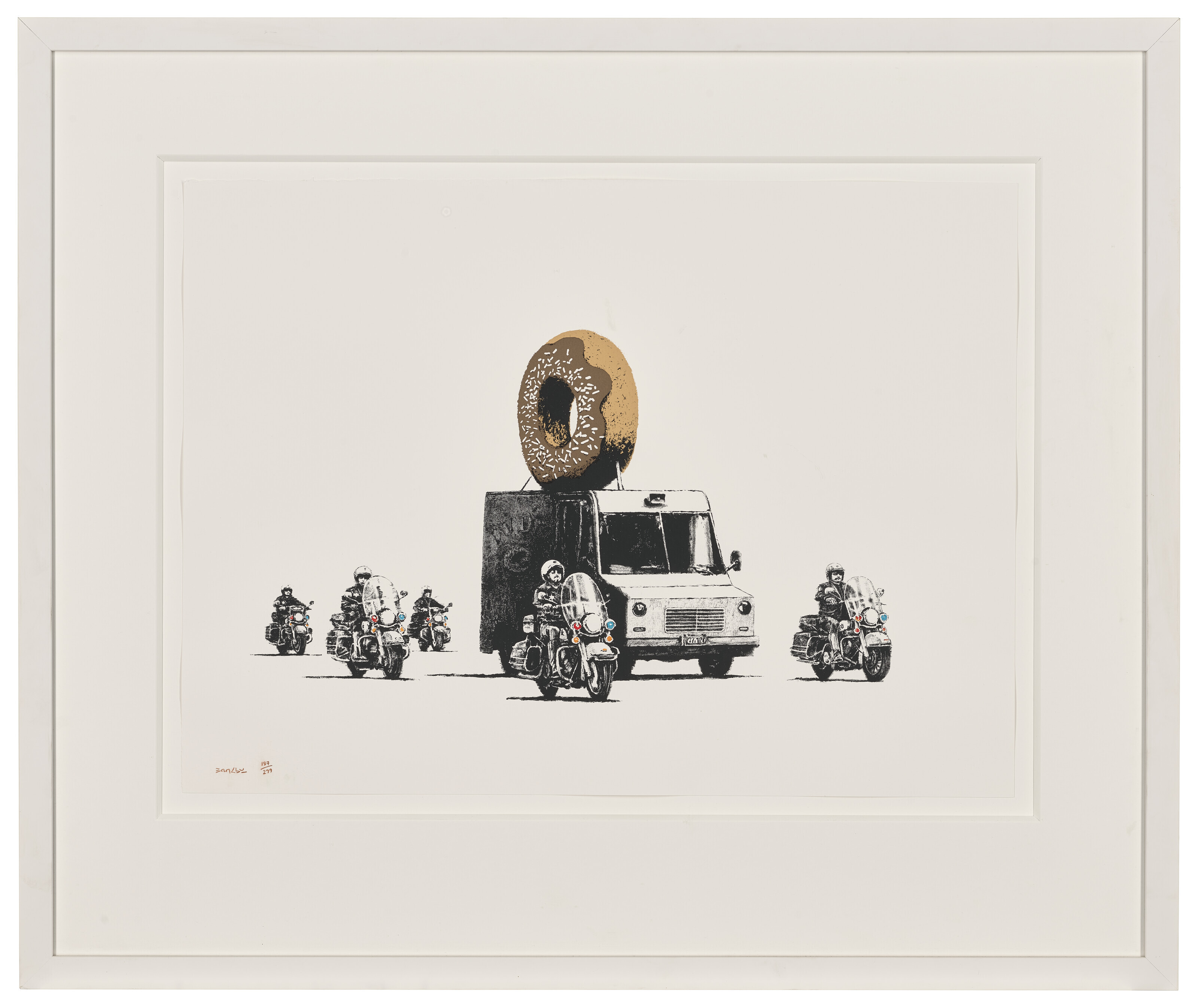 バンクシー Donuts (Chocolate) エスタンプリトグラフ Banksy（バンクシー） -Donut ChocolateのCOA付き作品を販売 ー