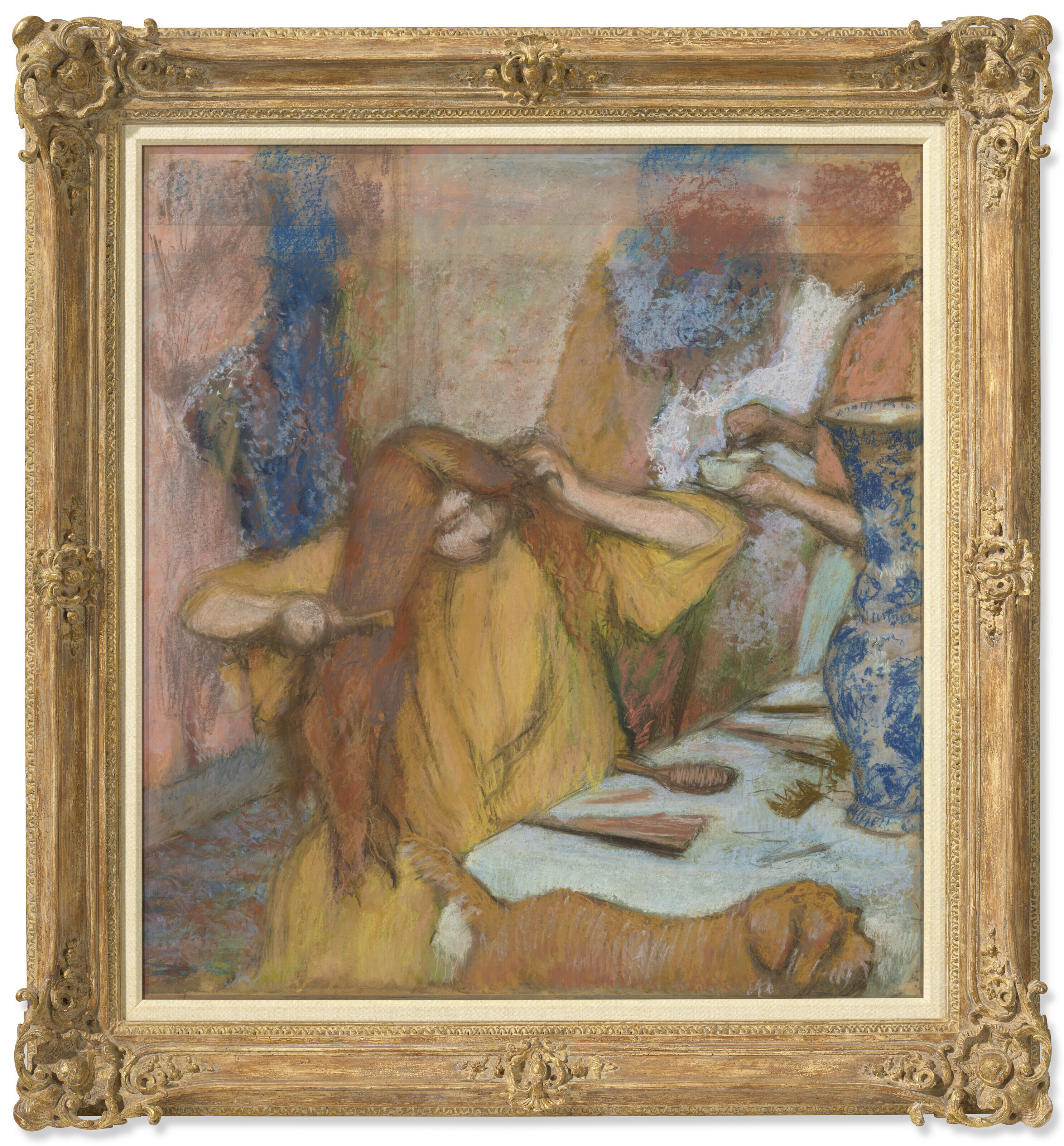 EDGAR DEGAS 1834 1917 Femme en peignoir jaune se coiffant