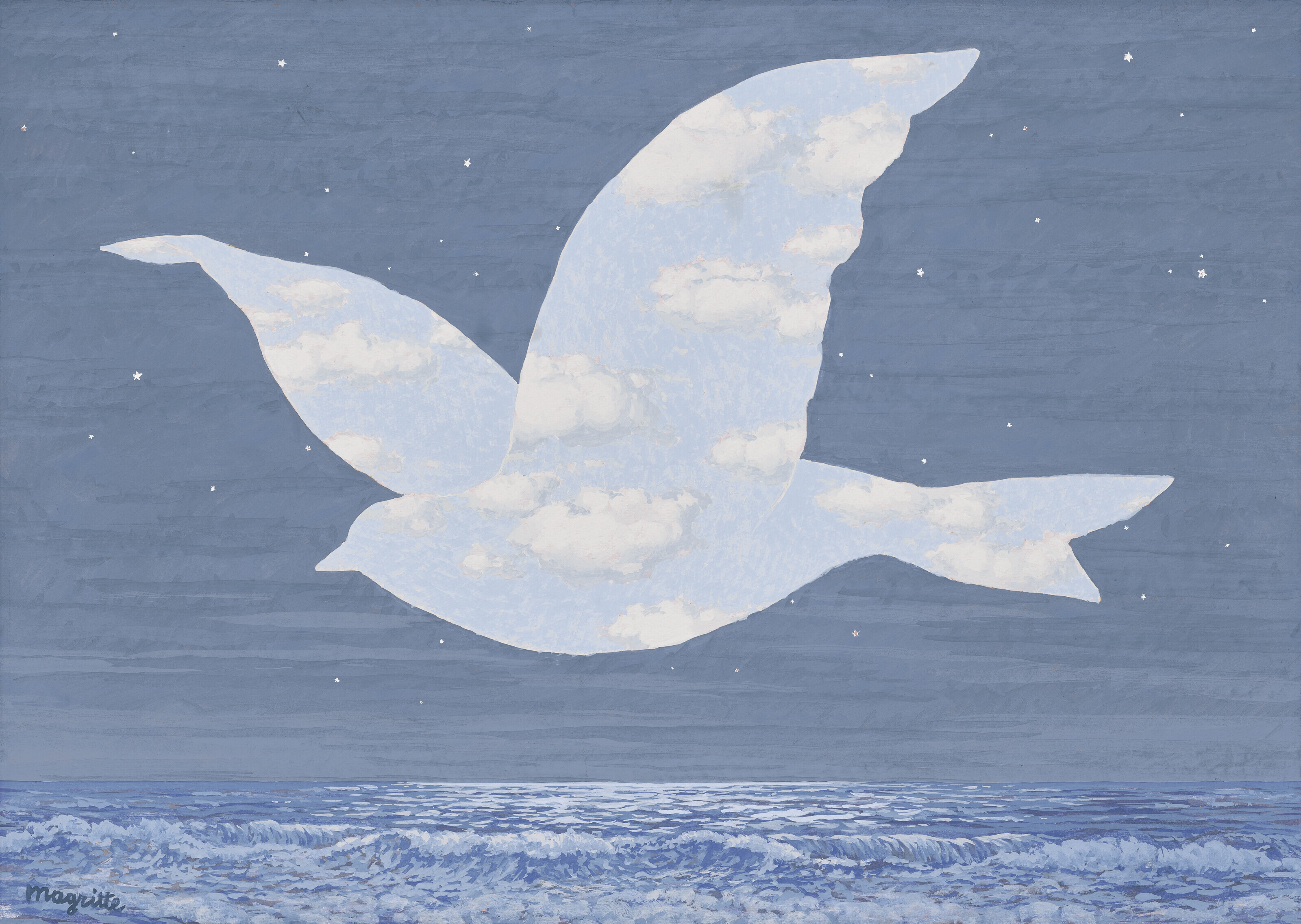 Ren&eacute; Magritte (1898-1967), Le retour, circa 1950. Gouache on paper. 11 5/8 x 16 3/8 in (29.6 x 41.7 cm). Sold for &pound;6,129,000 on 28 February 2023 at Christie&rsquo;s in London