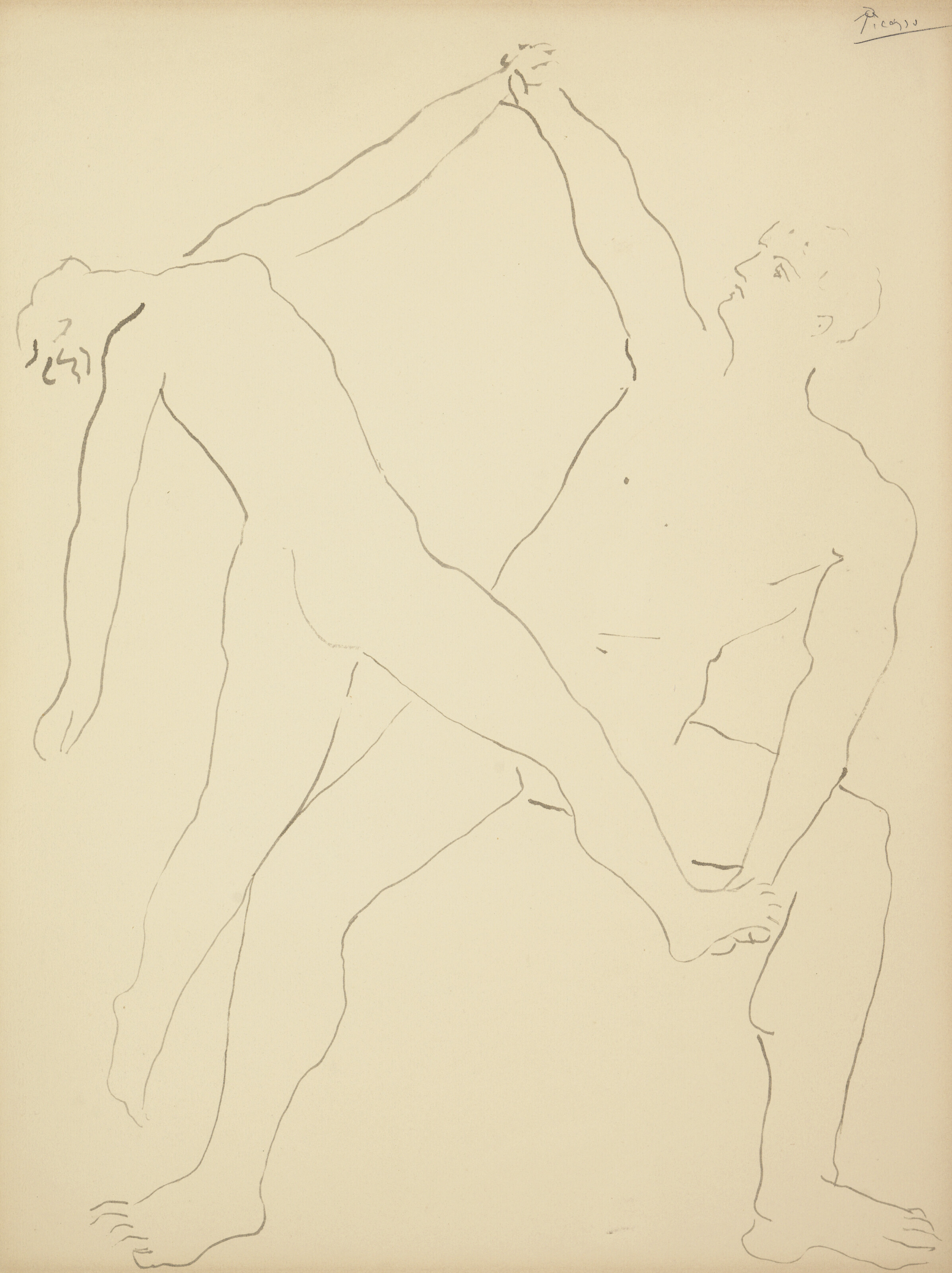 Pablo Picasso (1881-1973), Deux danseurs, 1925. Pen and ink on paper. 24⅝ x 18⅞ in (62.7 x 48 cm). Sold for &pound;100,800 on 3 March 2023 at Christie&rsquo;s in London