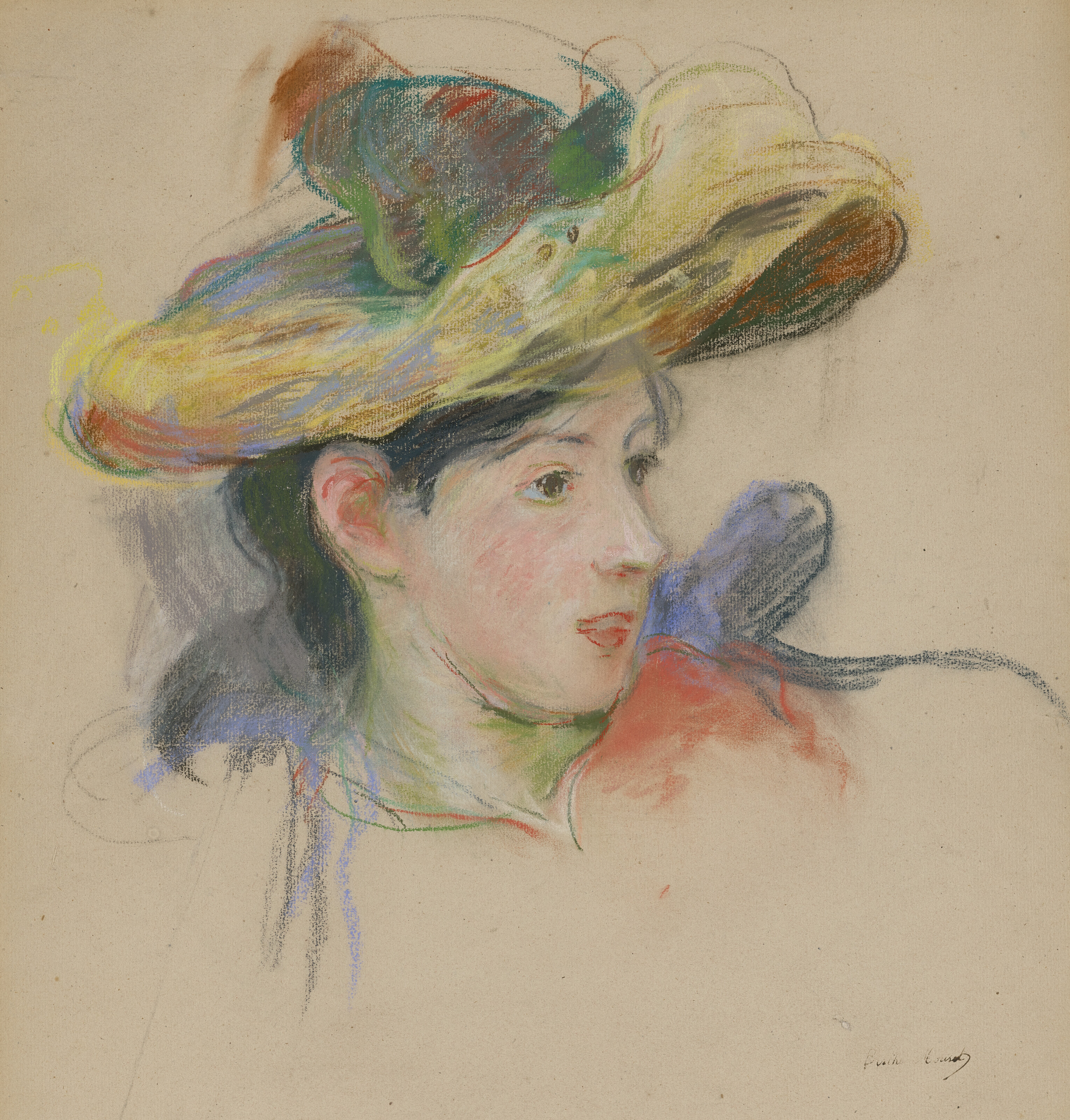Berthe Morisot (1841-1895), Jeanne Pontillon au chapeau, 1893. Pastel on paper. 19⅞ x 17&frac12; in (50.4 x 44.5 cm). Estimate: &pound;120,000-180,000. Offered in the Impressionist and Modern Art Day and Works on Paper Sale on 3 March 2023 at Christie&rsquo;s in London