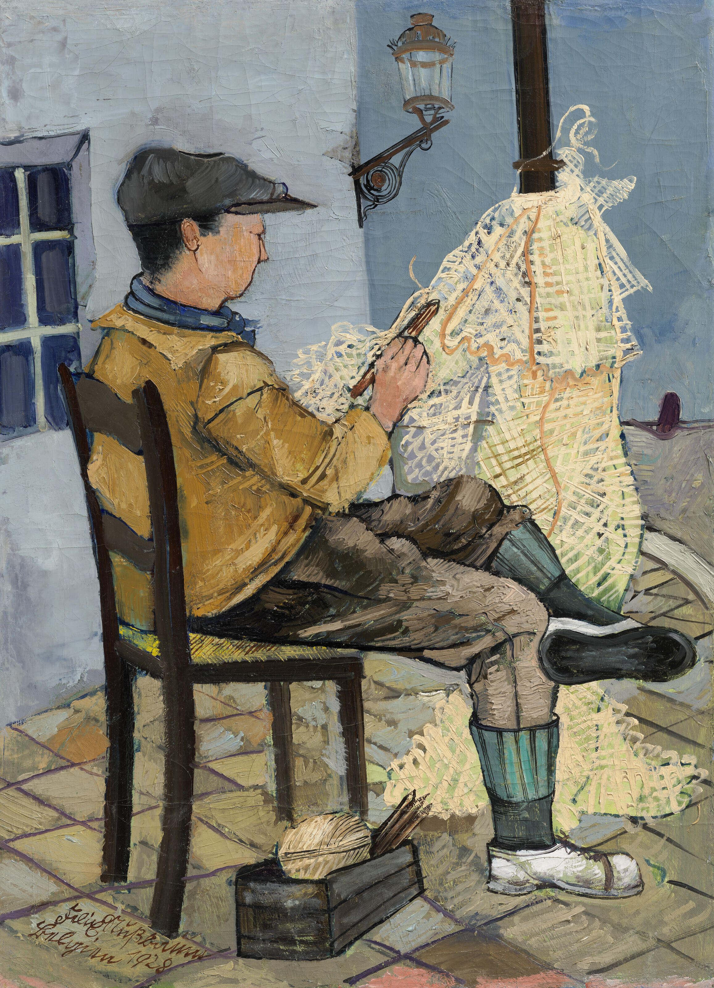 Felix Nussbaum (1904-1944), Netzflicker, 1928. Oil on canvas. 21&frac34; x 15⅞ in (55.3 x 40.3 cm). Sold for &pound;69,300 on 3 March 2023 at Christie&rsquo;s in London