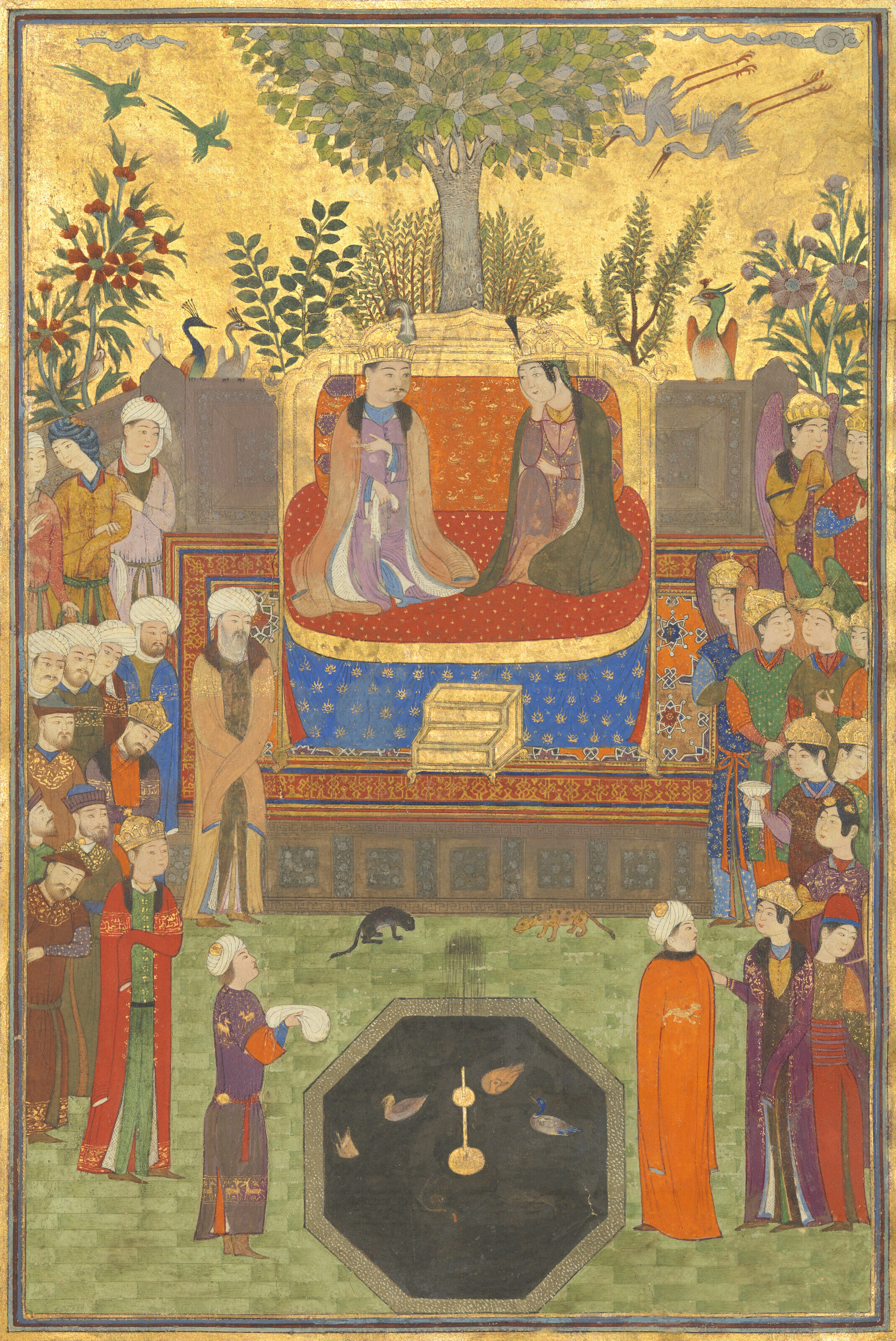 Baysunghur in the guise of Solomon with the Queen of Sheba, Timurid Herat, mid-15th century, sold for £781,200 on 27 April 2023 at Christie's in London