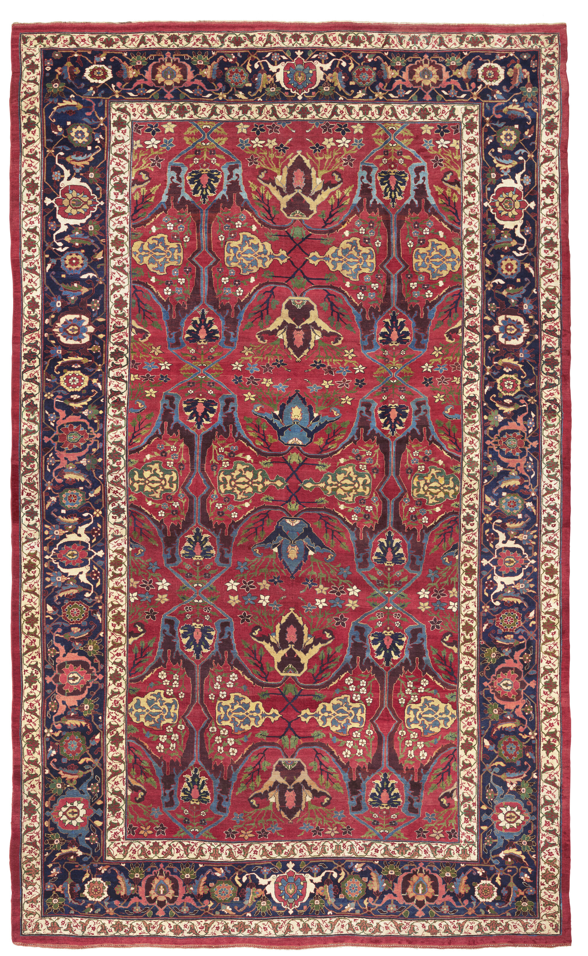 A large Bijar carpet, west Persia, circa 1880. 18 ft 11 in x 11 ft 5 in (575 x 348 cm). Estimate: &pound;35,000-45,000. Offered in Art of the Islamic and Indian Worlds Including Oriental Rugs and Carpets on 27 April 2023 at Christie&rsquo;s in London