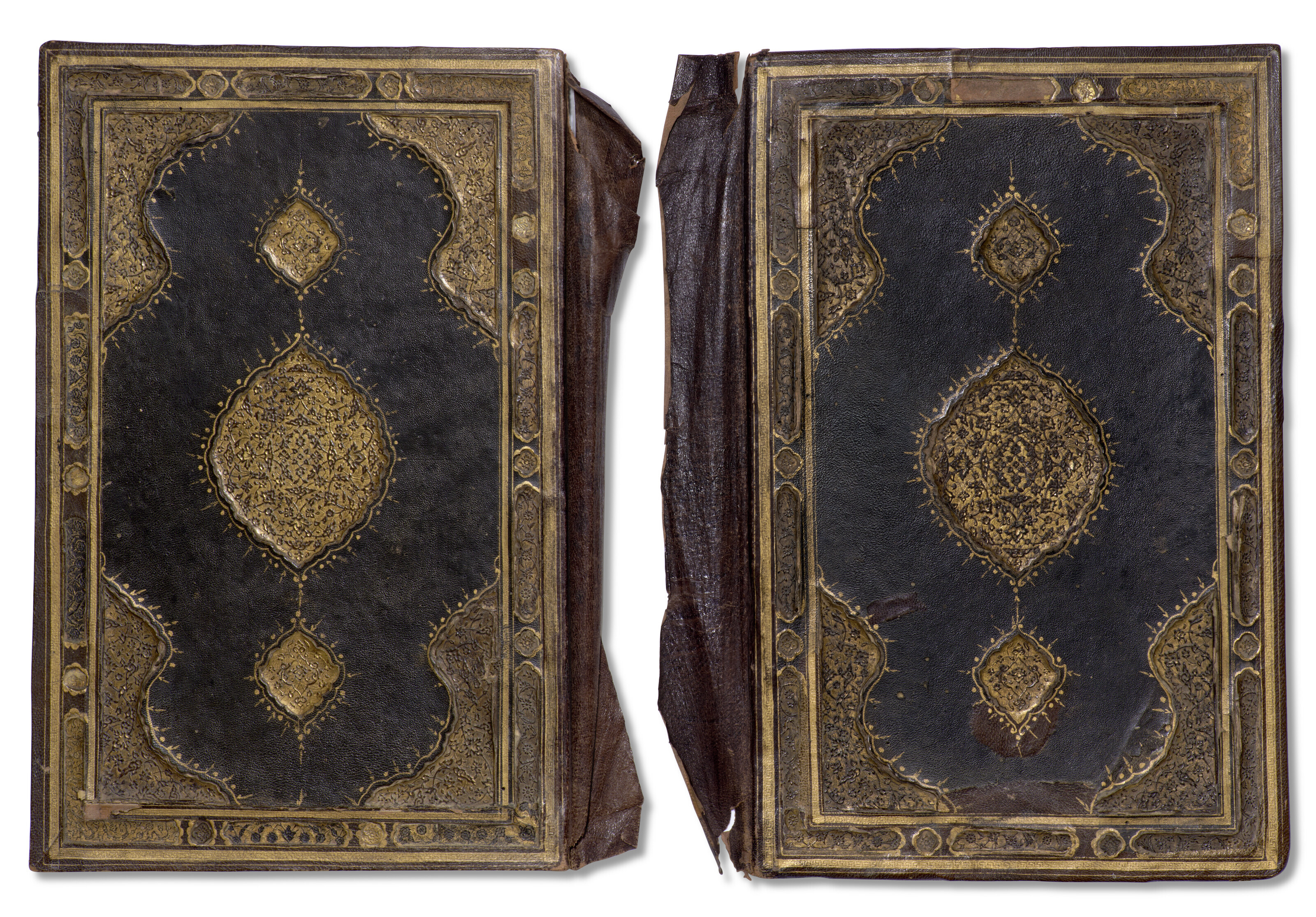 A GROUP OF LEATHER BOOK BINDINGS, SAFAVID AND QAJAR IRAN AND