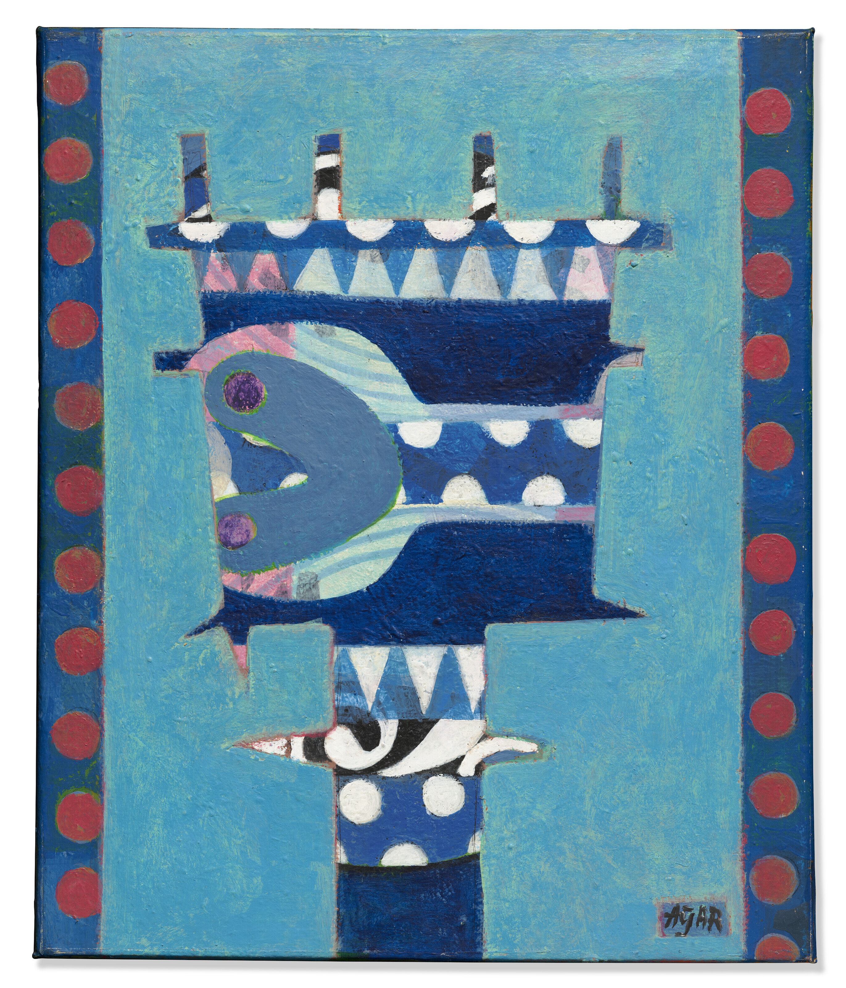 Eileen Agar (1899-1991), Chess Head, 1970. Oil and graphite on canvas. 18 x 15 in (45.7 x 38.2 cm). Sold for £11,340 on 9 March 2023 at Christie’s Online