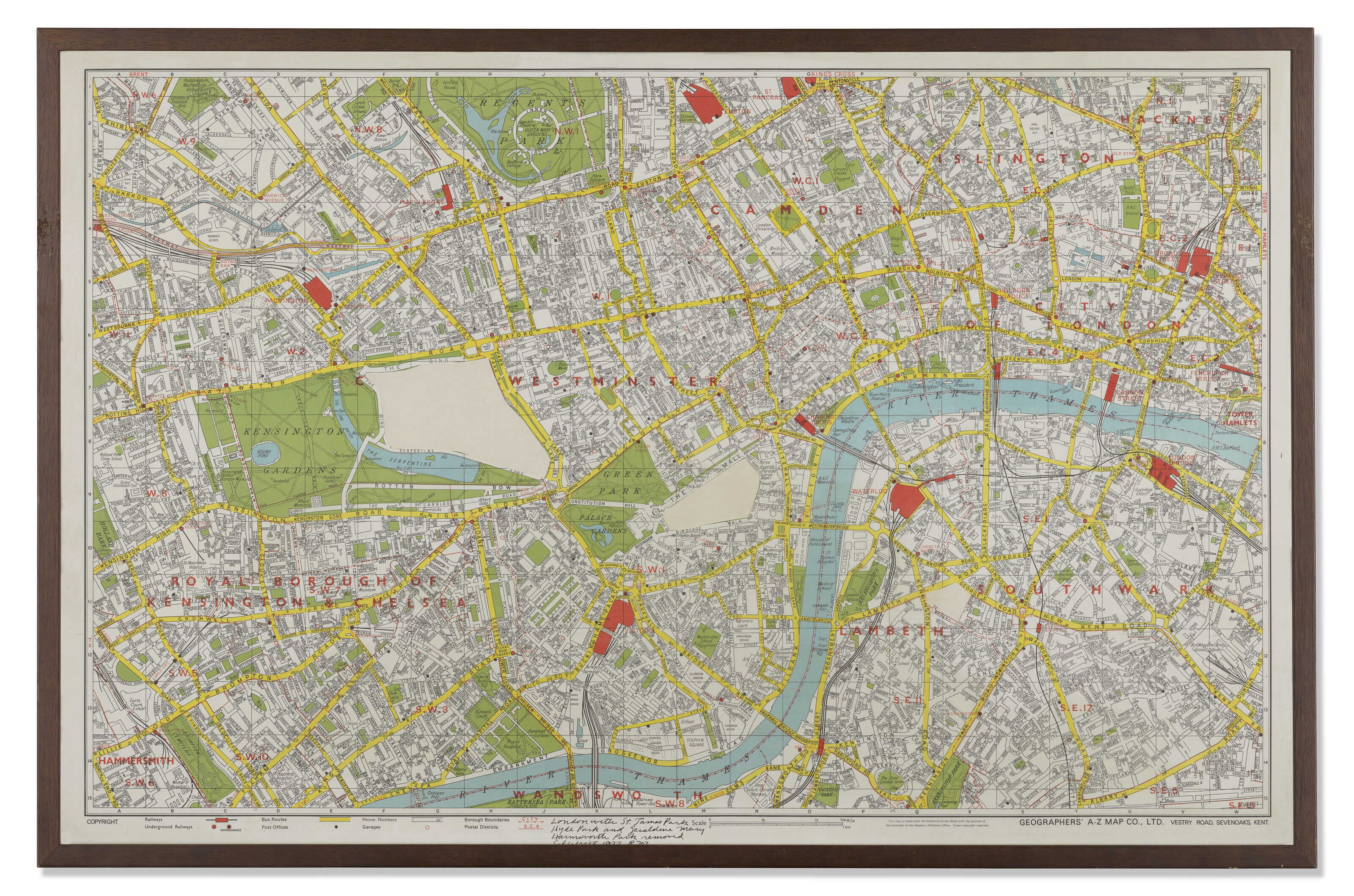 Catalog image of R 707 Map of London 2 - Area of London with St. James Park Hyde Park and Gerald…