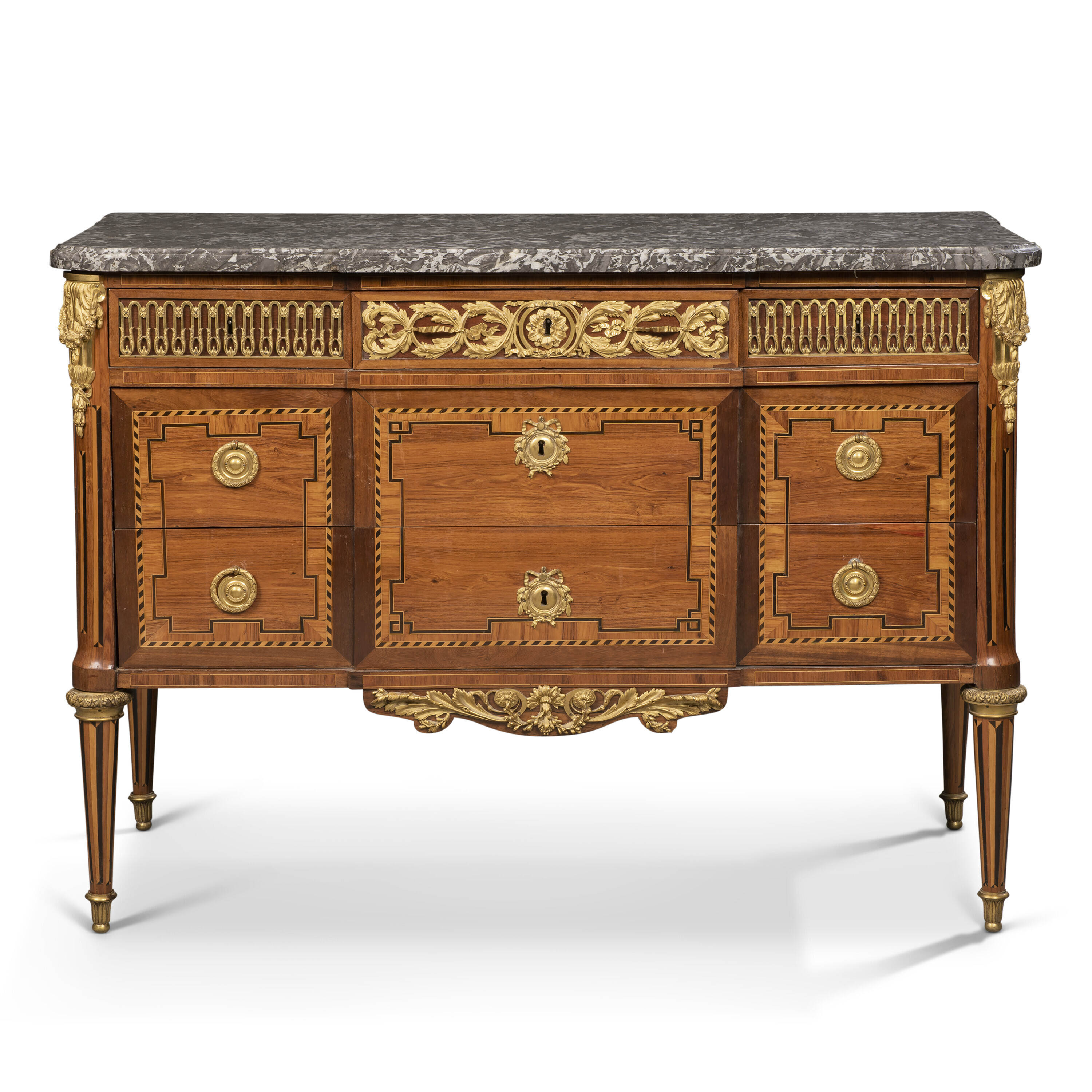 A LOUIS XVI ORMOLU-MOUNTED, TULIPWOOD, AMARANTH AND EBONY BREAKFRONT ...