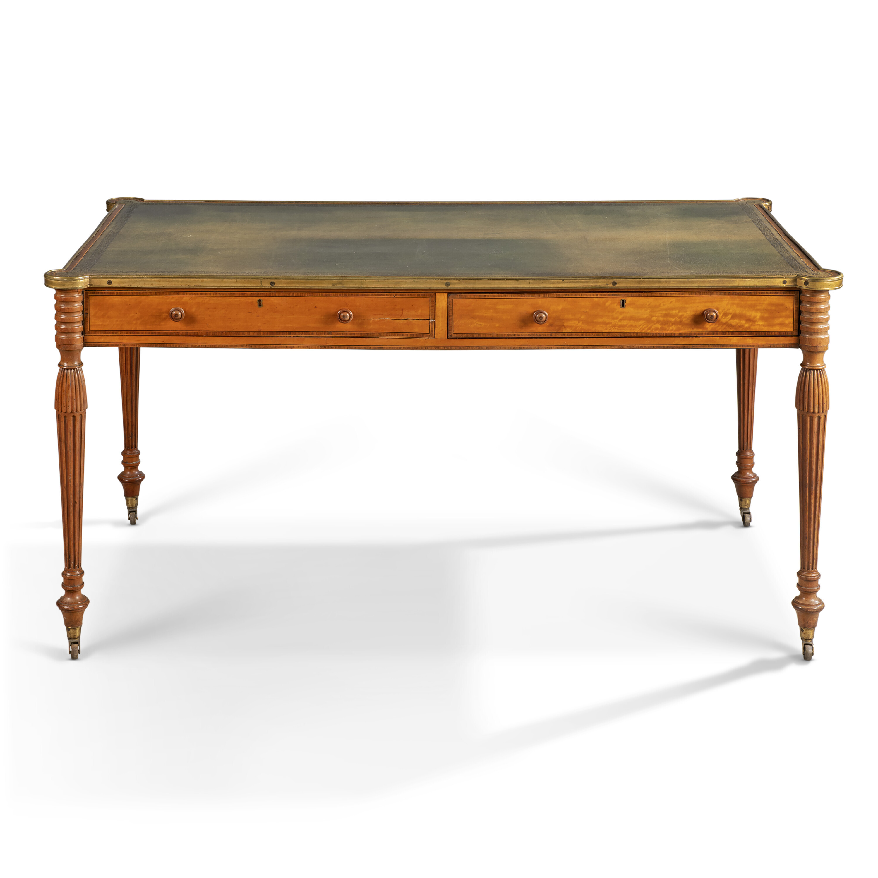 A GEORGE III SATINWOOD AND KINGWOOD CROSSBANDED LIBRARY TABLE, LATE ...