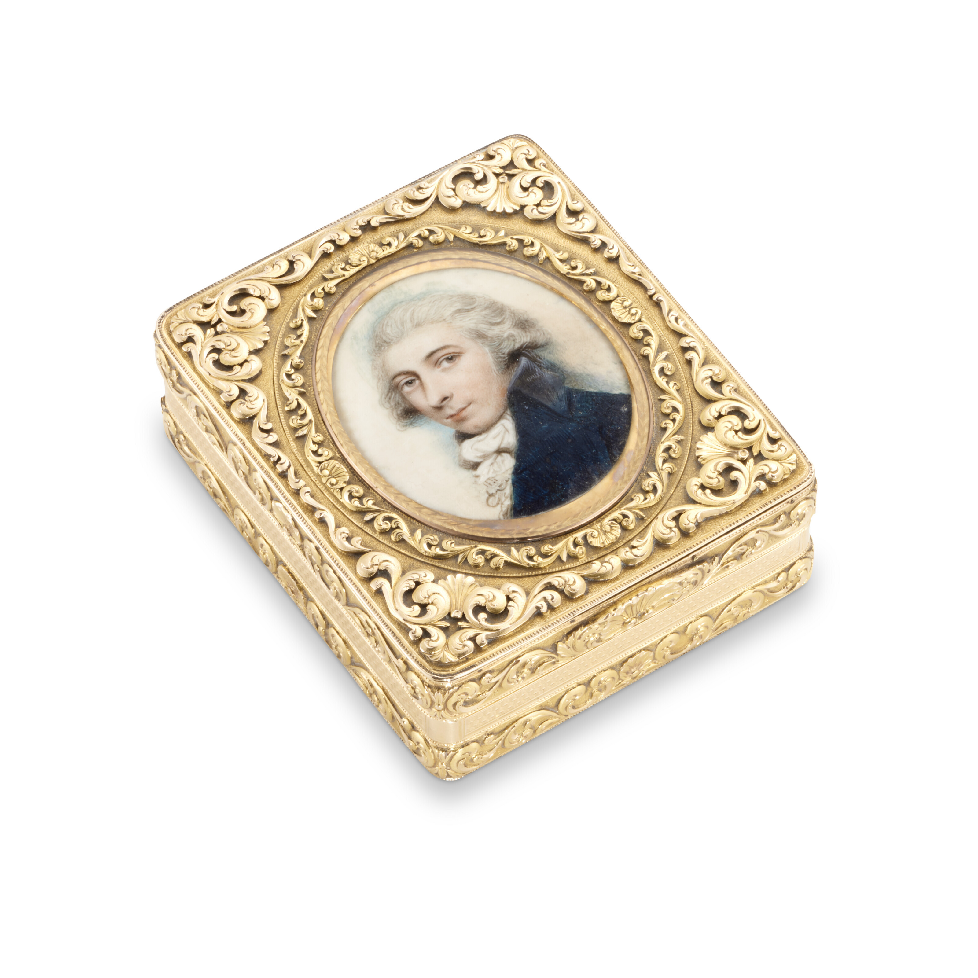 A GEORGE III GOLD SNUFF-BOX SET WITH A MINIATURE, THE BOX BY ALEXANDER ...