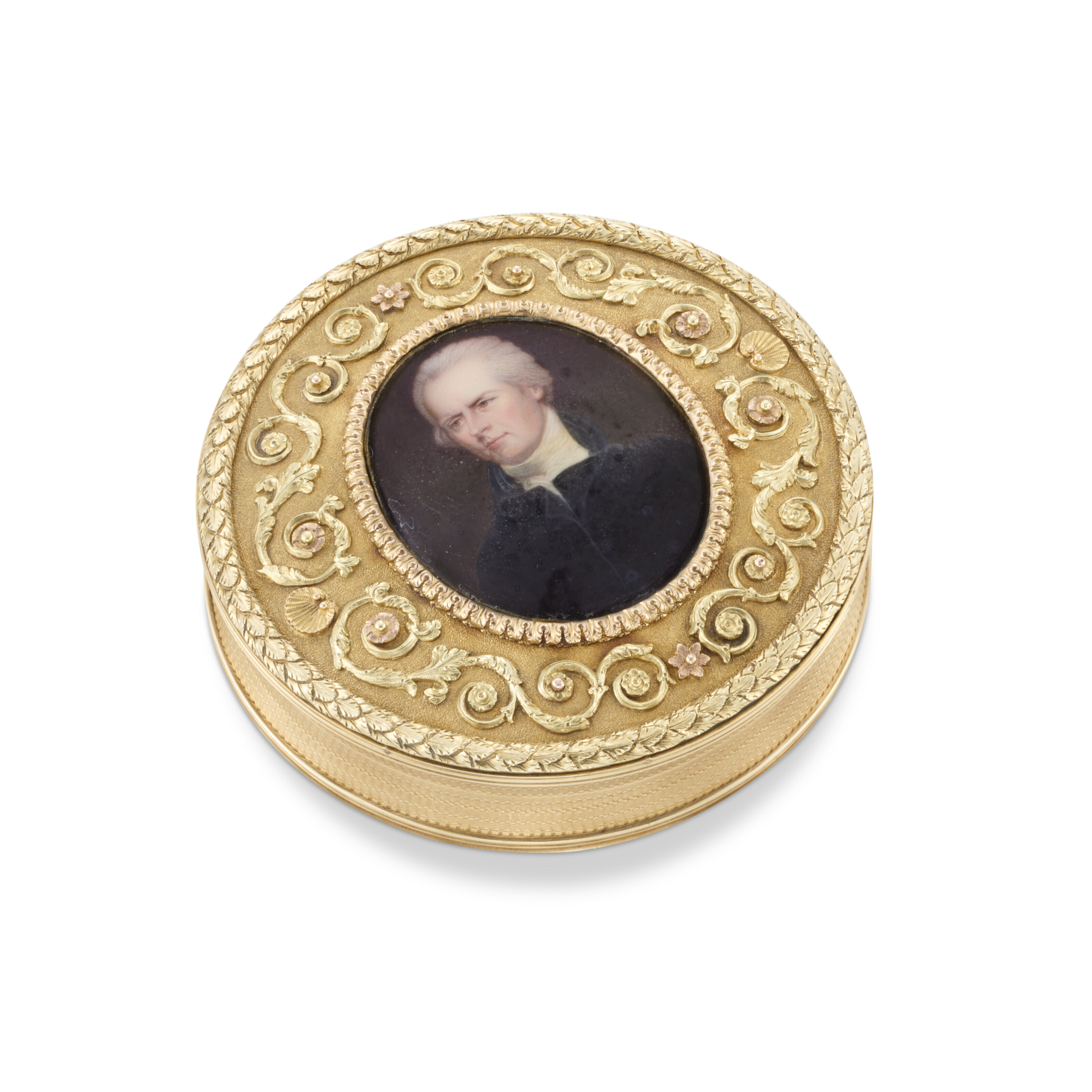 AN IRISH GEORGE IV GOLD SNUFF-BOX SET WITH A MINIATURE, BY EDWARD ...