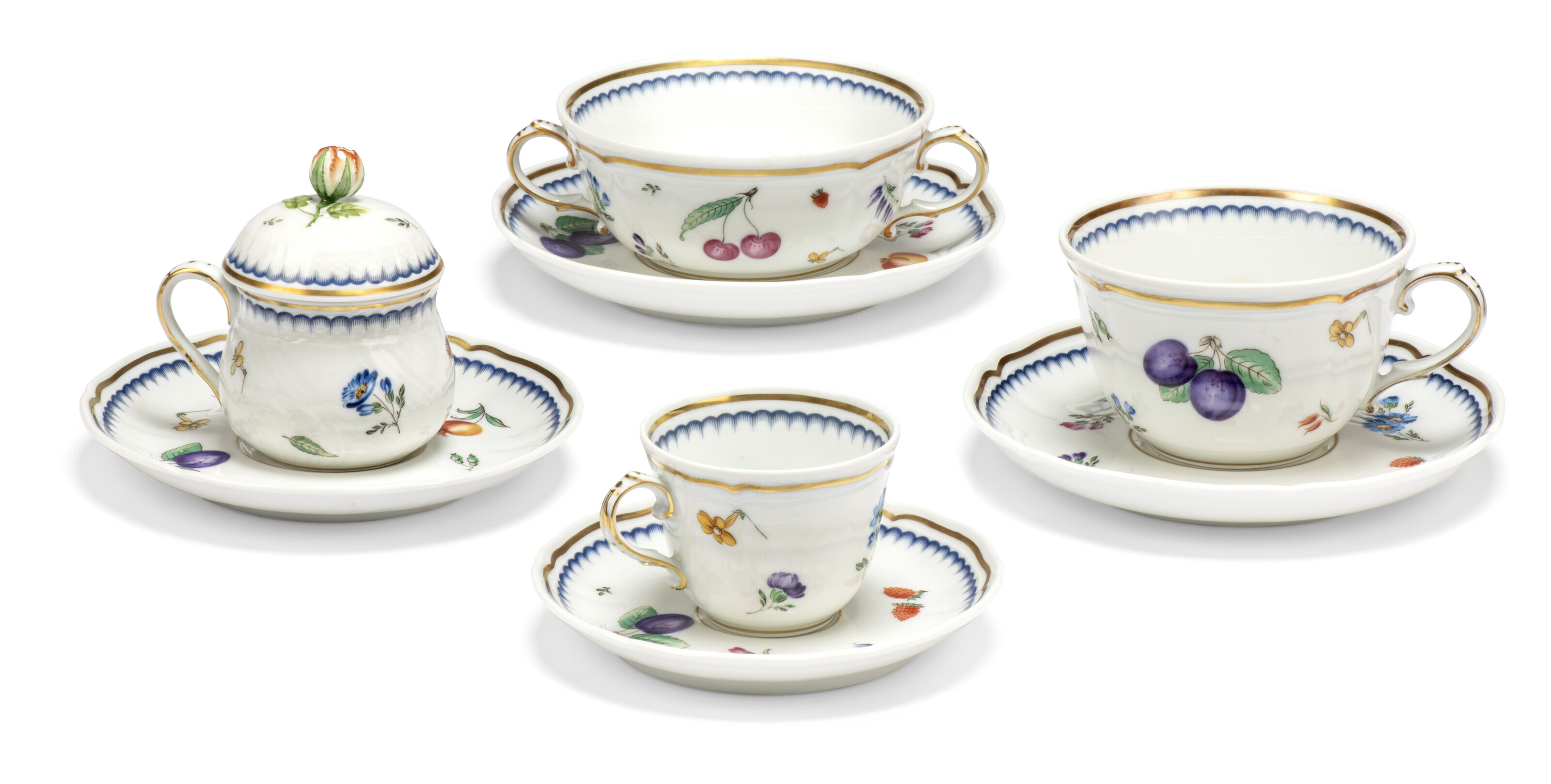 A RICHARD GINORI PORCELAIN 'ITALIAN FRUIT' PATTERN PART TABLE