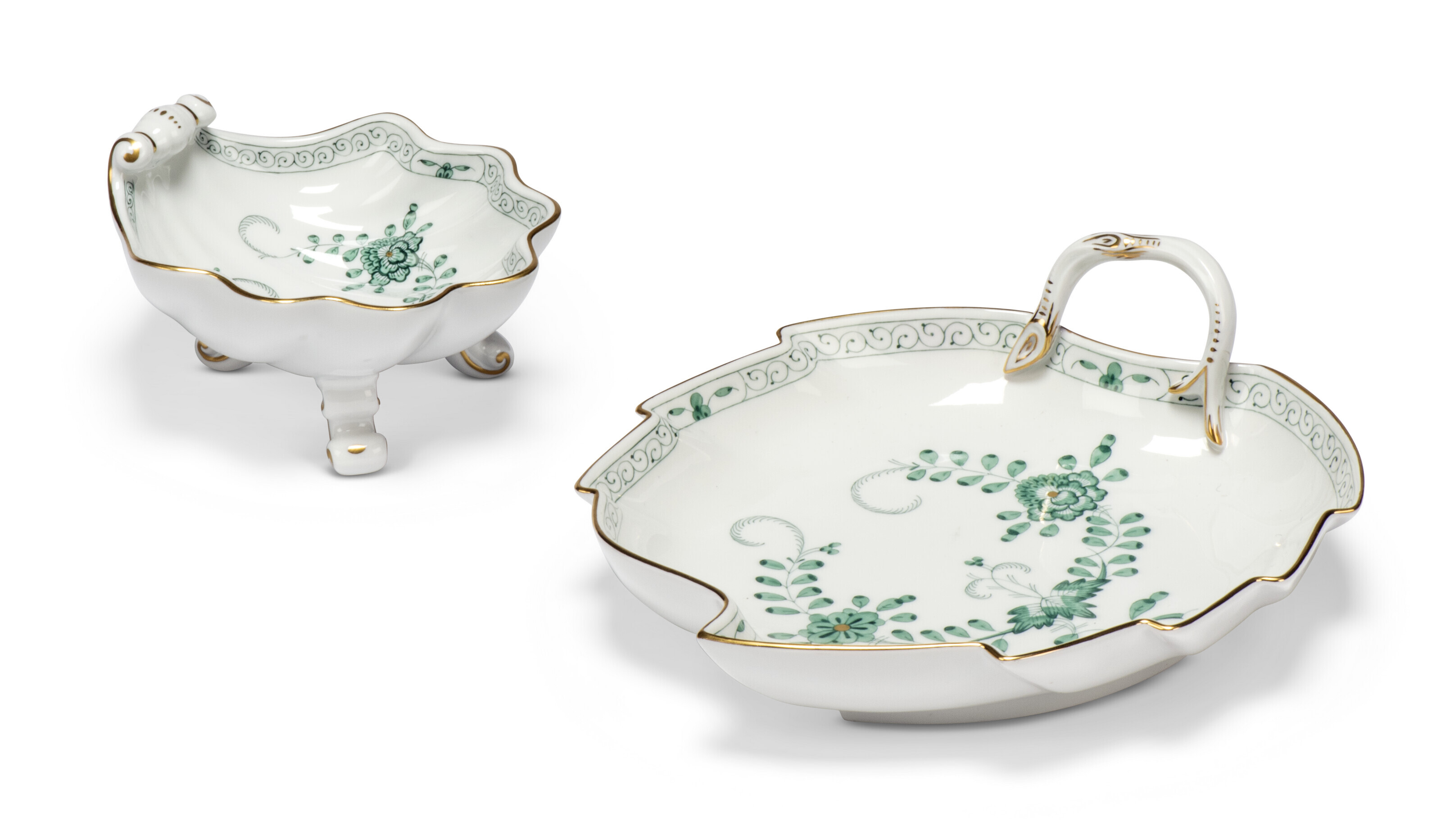 A MEISSEN PORCELAIN GREEN 'INDIANISCHE BLUMEN' PATTERN PART