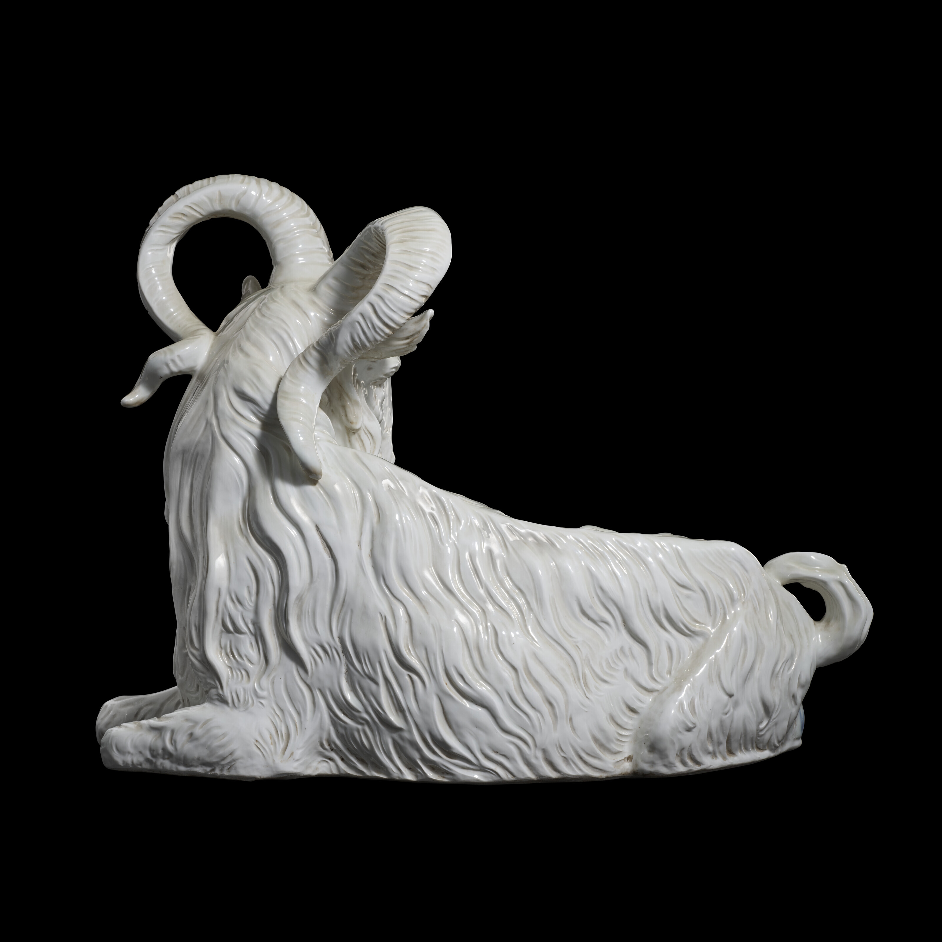 A MEISSEN PORCELAIN LARGE WHITE MODEL OF A BILLY GOAT, 20TH