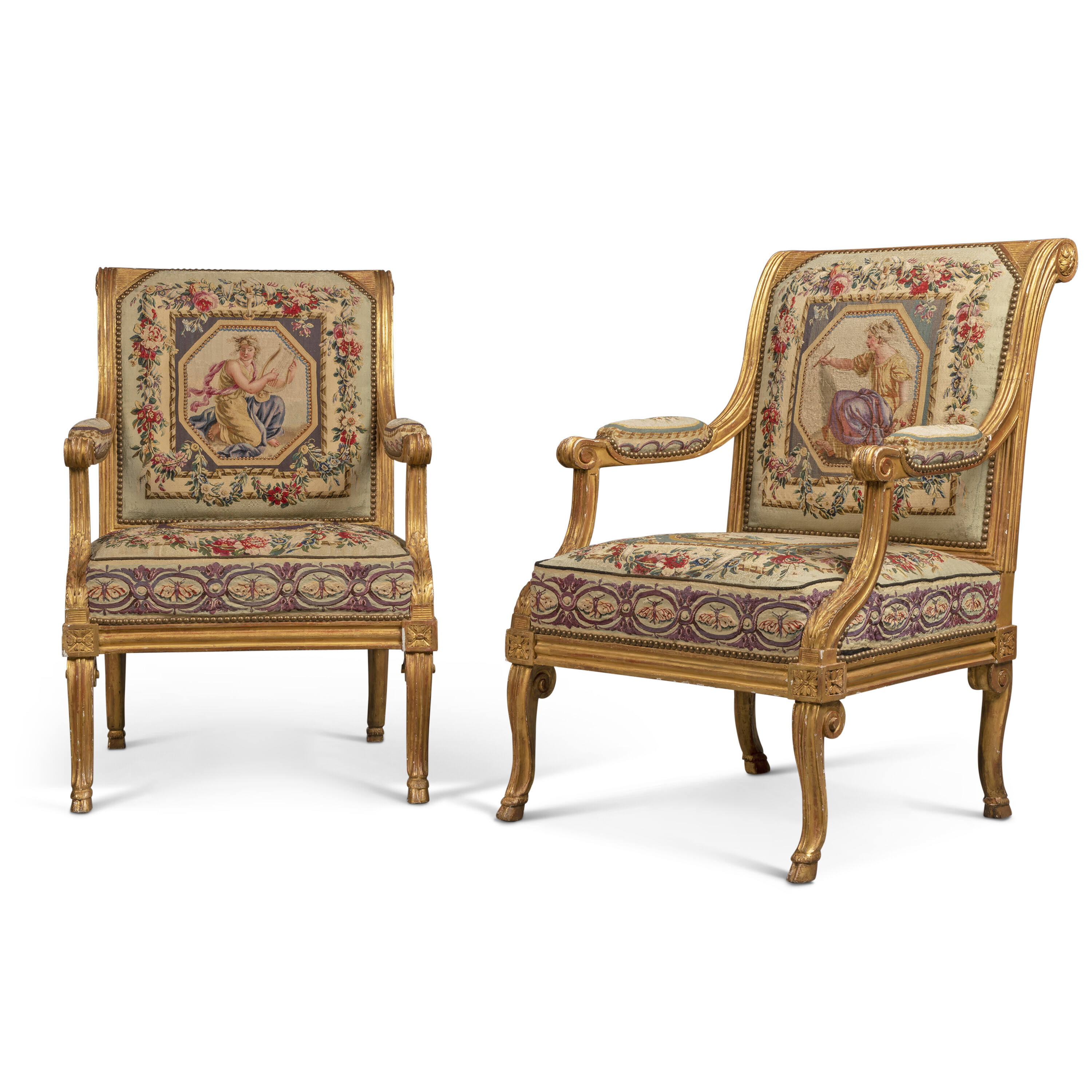 A pair of late Louis XVI giltwood fauteuils &agrave; la reine by Adrien-Pierre Dupain, circa 1790. 36 in (92 cm) high; 24 in (61 cm) wide; 24 in (61 cm) deep. Sold for &pound;35,280 on 9 February 2023 at Christie&rsquo;s in London