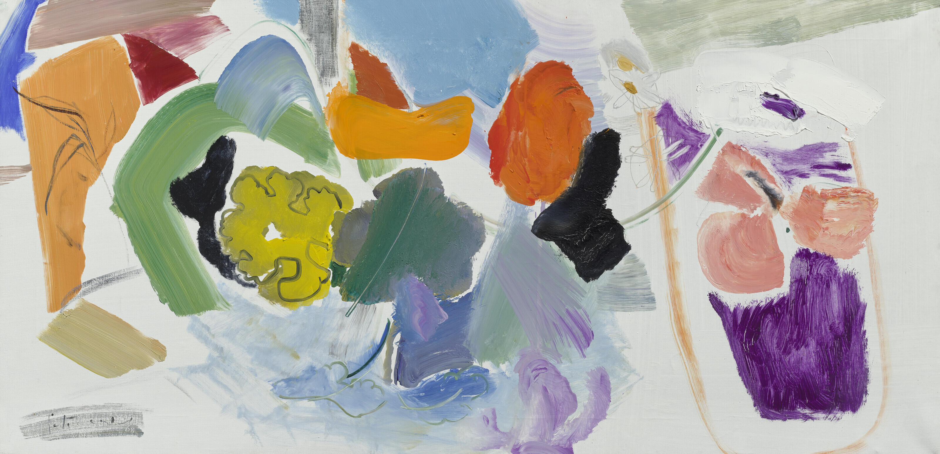 Ivon Hitchens (1893-1979), A Circle of Flowers, 1968. Oil on canvas. 20&frac14; x 41&frac12; in (51.4 x 105.4 cm). Sold for £50,400 on 8 June 2023 at Christie’s in London