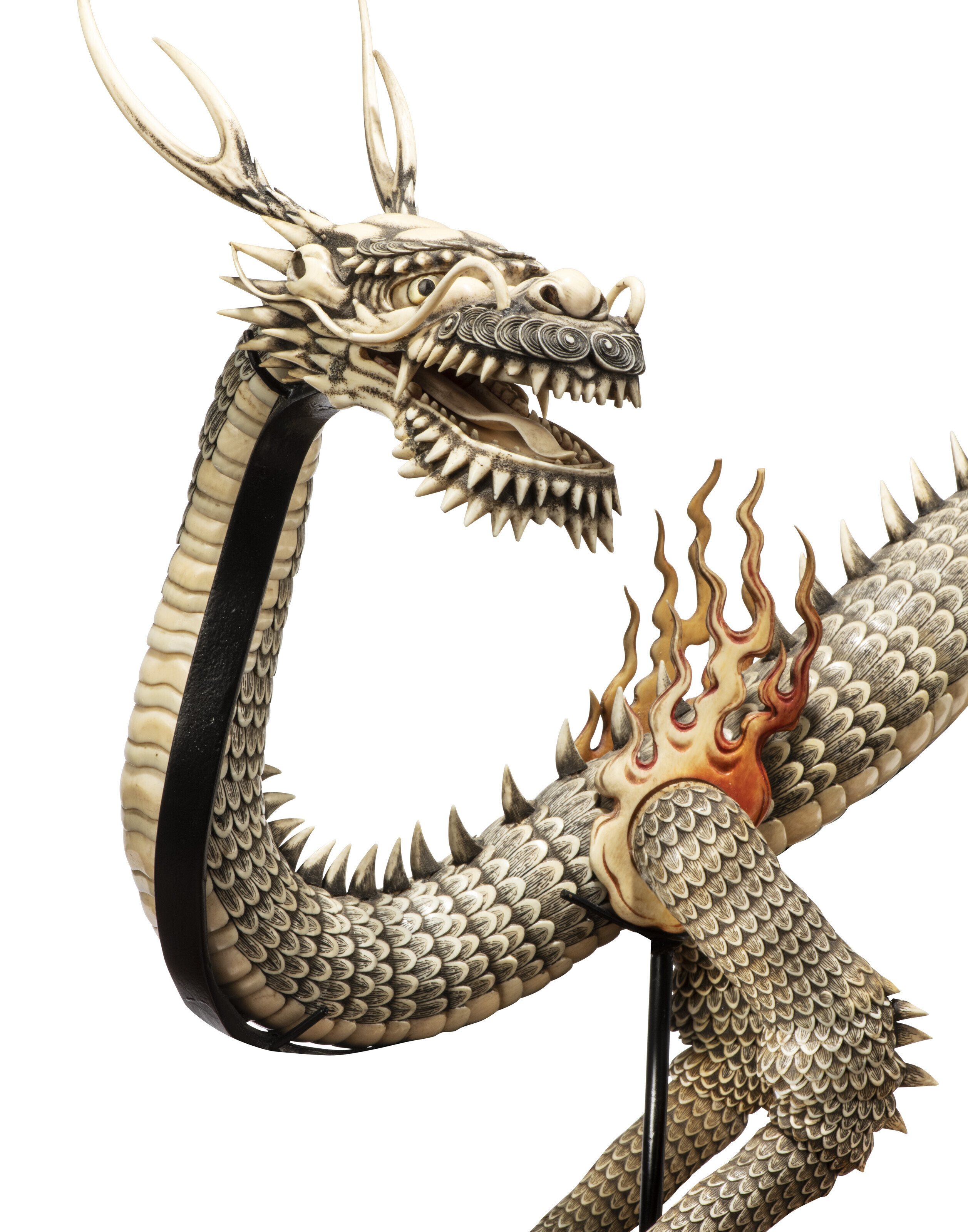 A JAPANESE IVORY ARTICULATED DRAGON, MEIJI PERIOD (1868-1912