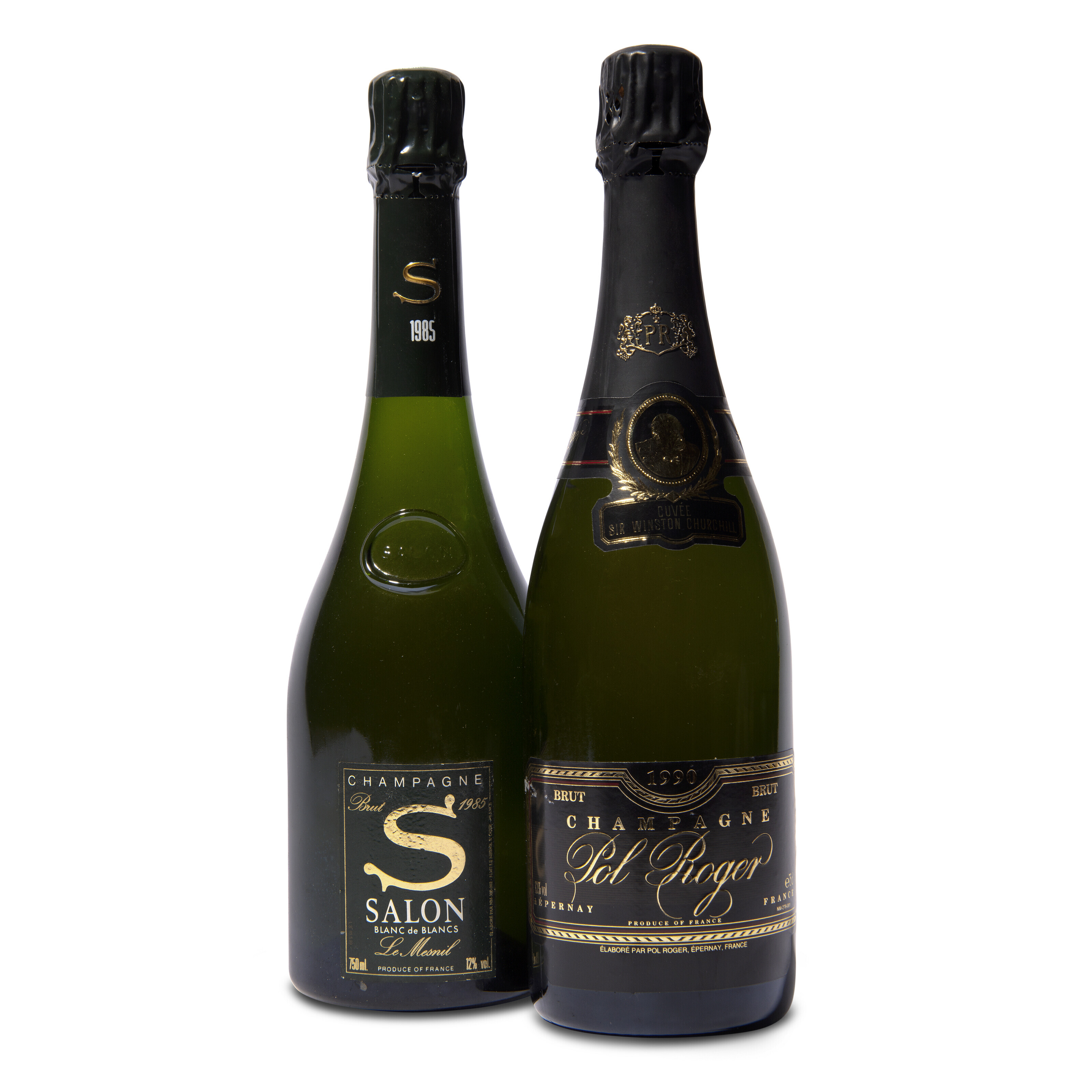 Mixed Salon and Pol Roger 1985-1990, Salon 1985Damp-stained original ...