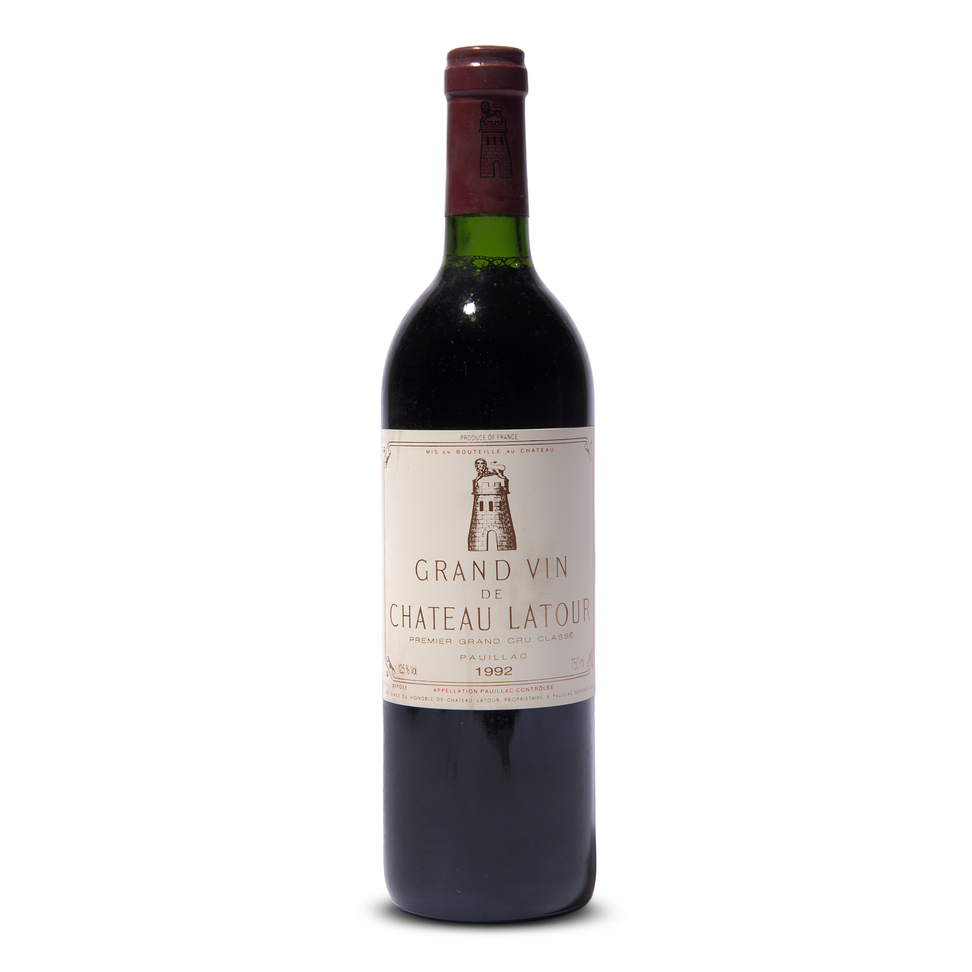 Château Latour 1992, Pauillac, 1er cru classéBin-soiled labels. One ...